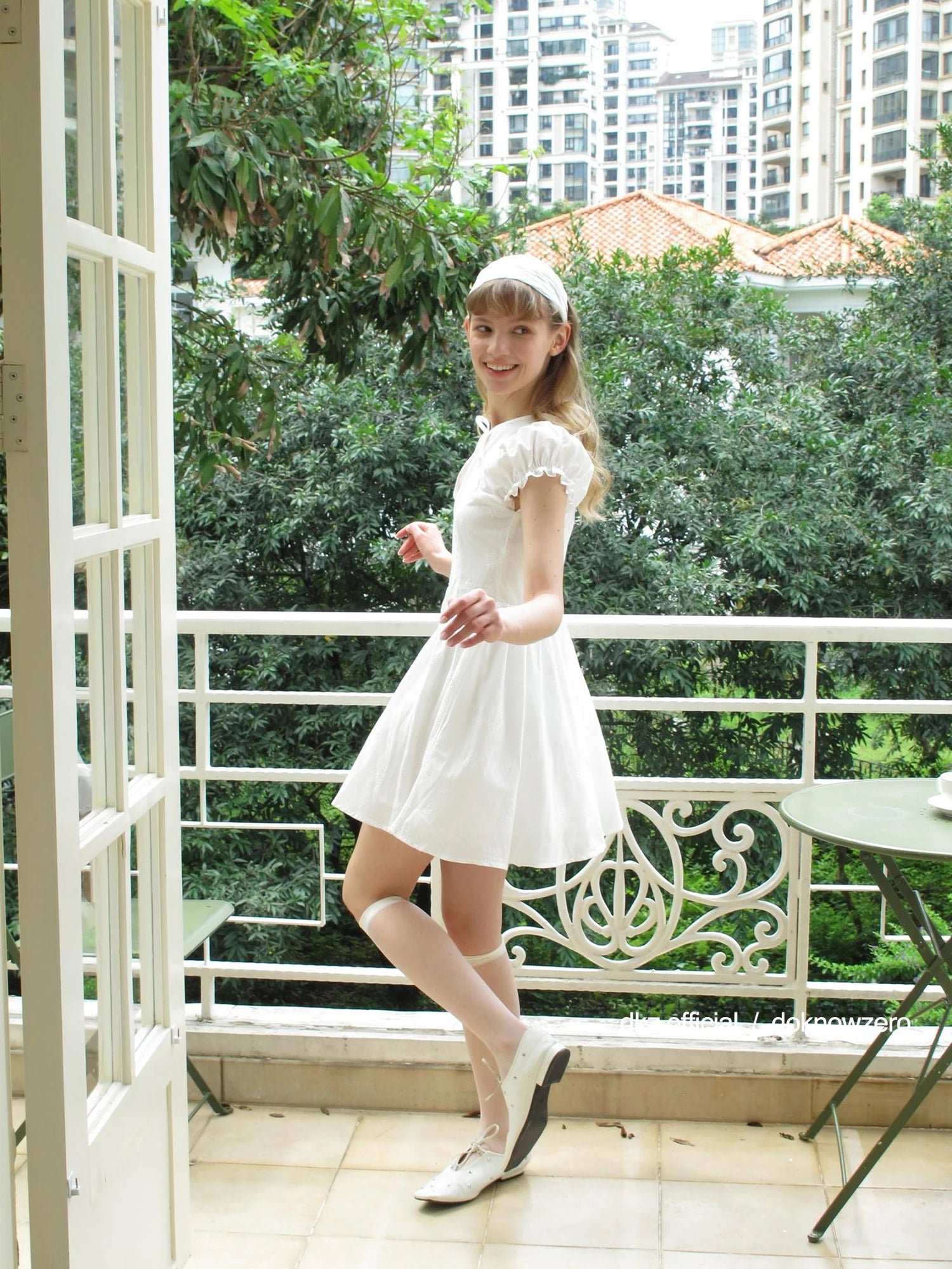 DKZ OFFICIAL French Bubble Sleeve Shirt Dress