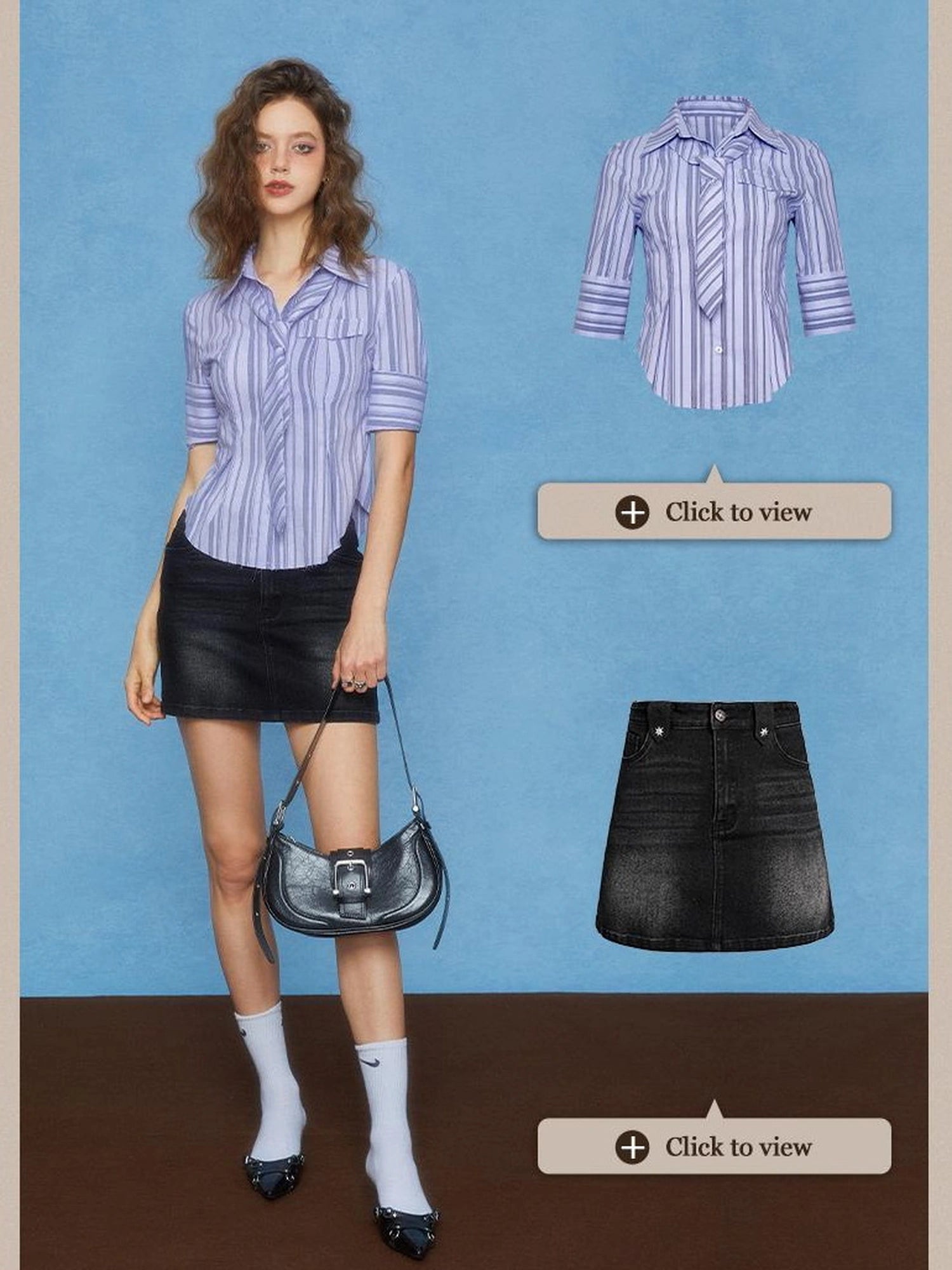 DKZ OFFICIAL French Inspired Stripe Short Sleeve Crop Top