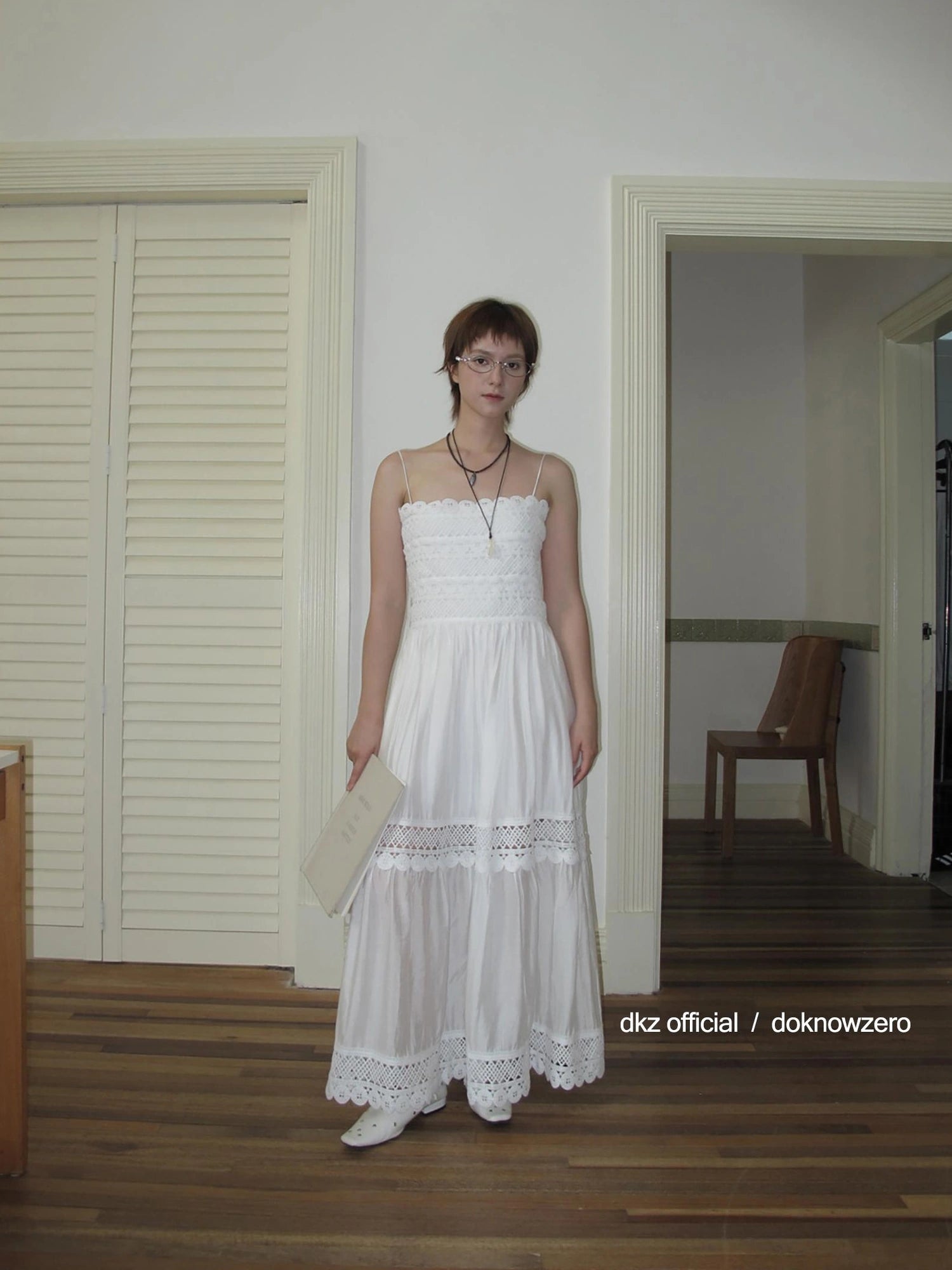 DKZ OFFICIAL French Lace Slip Dress With Hollow Waist