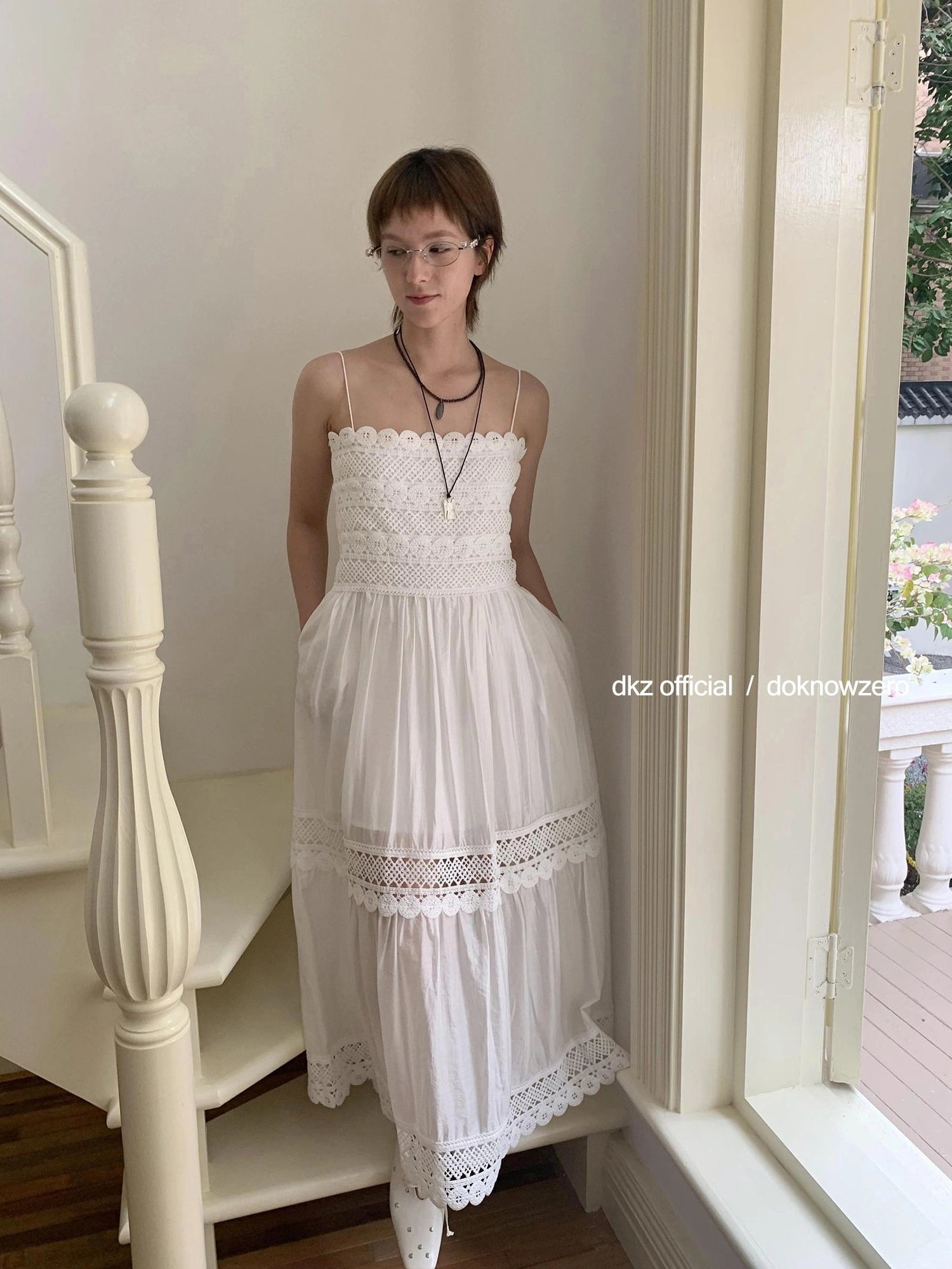 French Lace Slip Dress With Hollow Waist