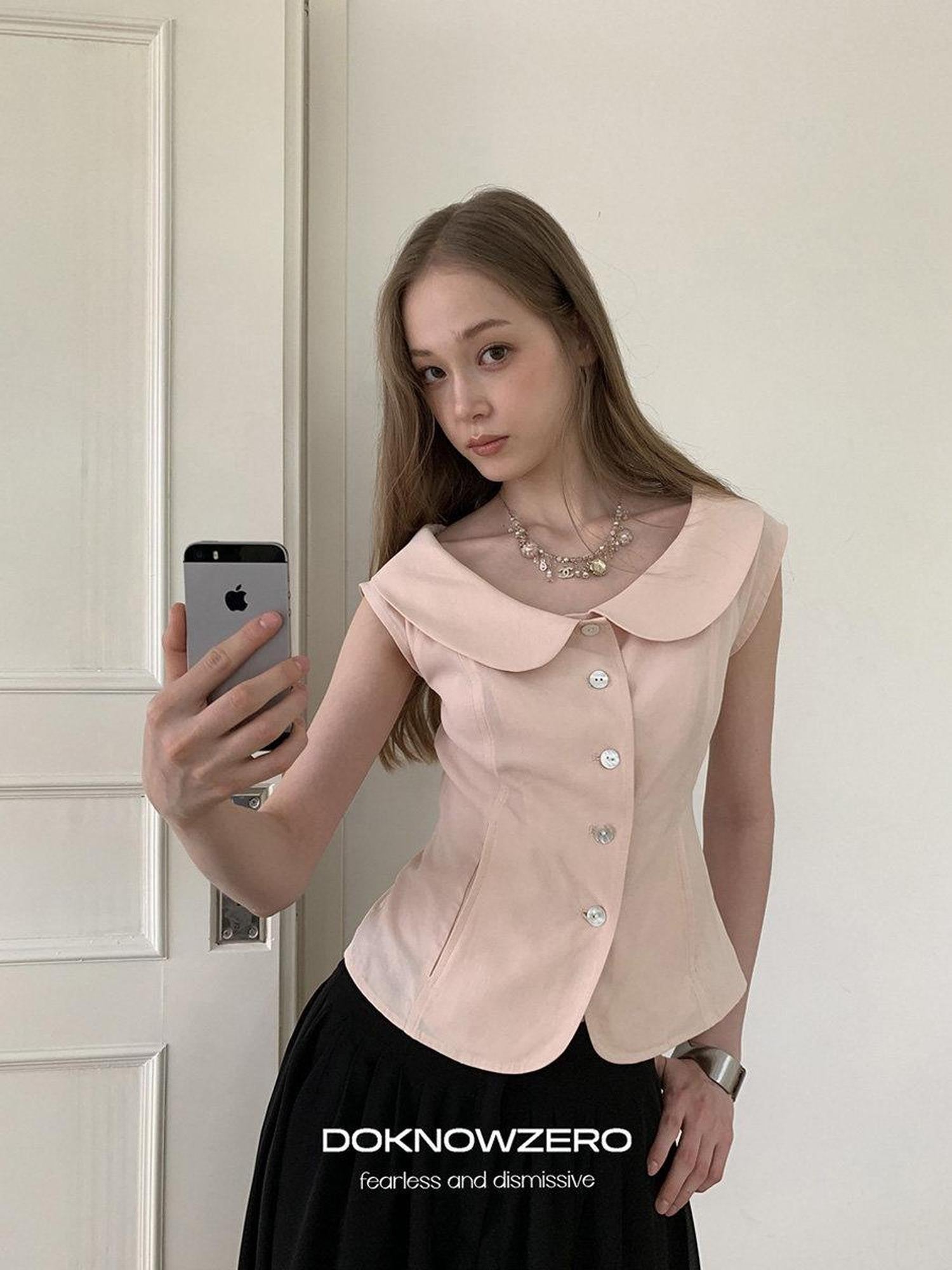 DKZ OFFICIAL Girlish Doll Collar Slim Fit Women&