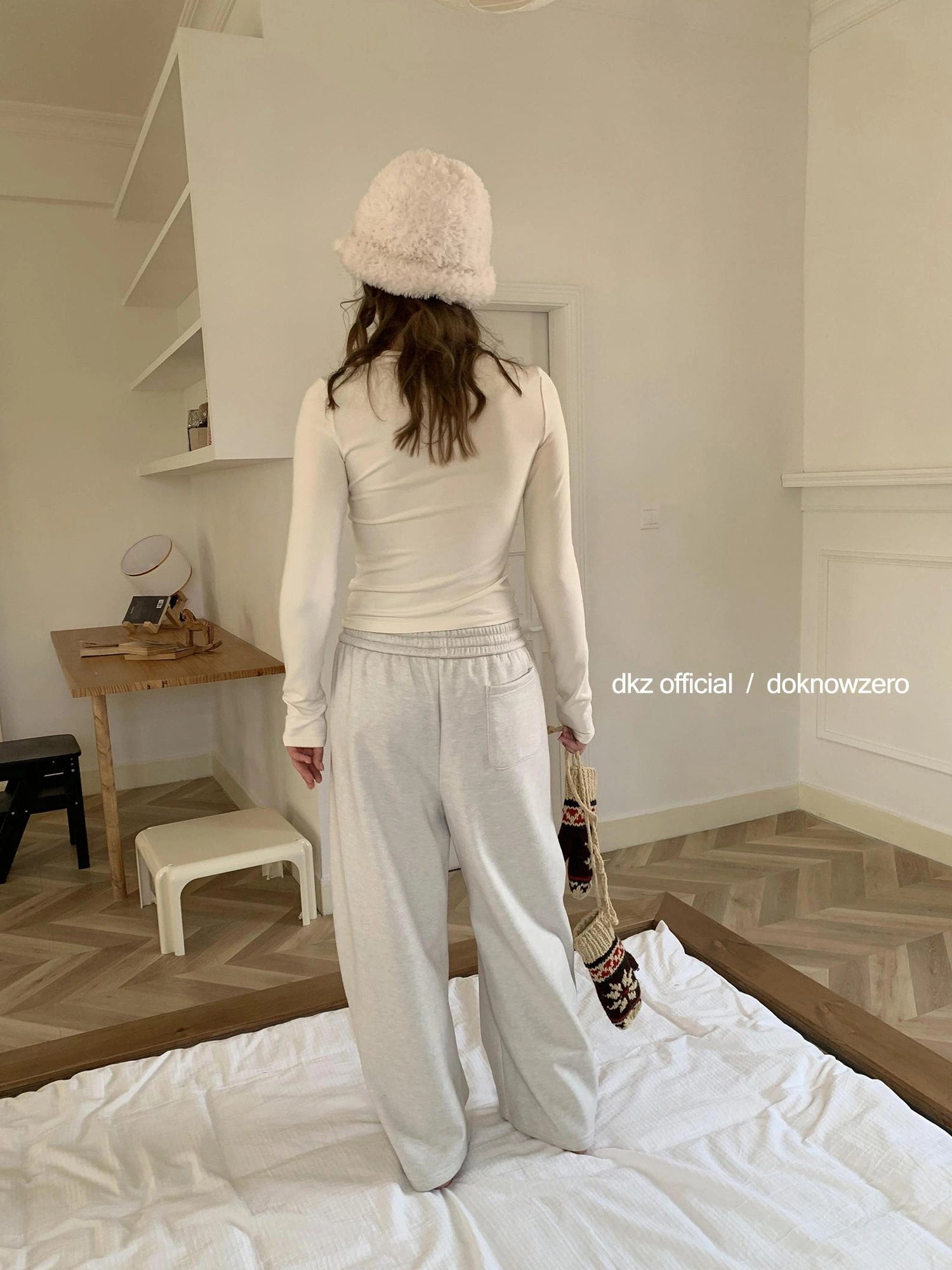 Gray Drawstring Fleece Lined Arc Sweatpants For Women