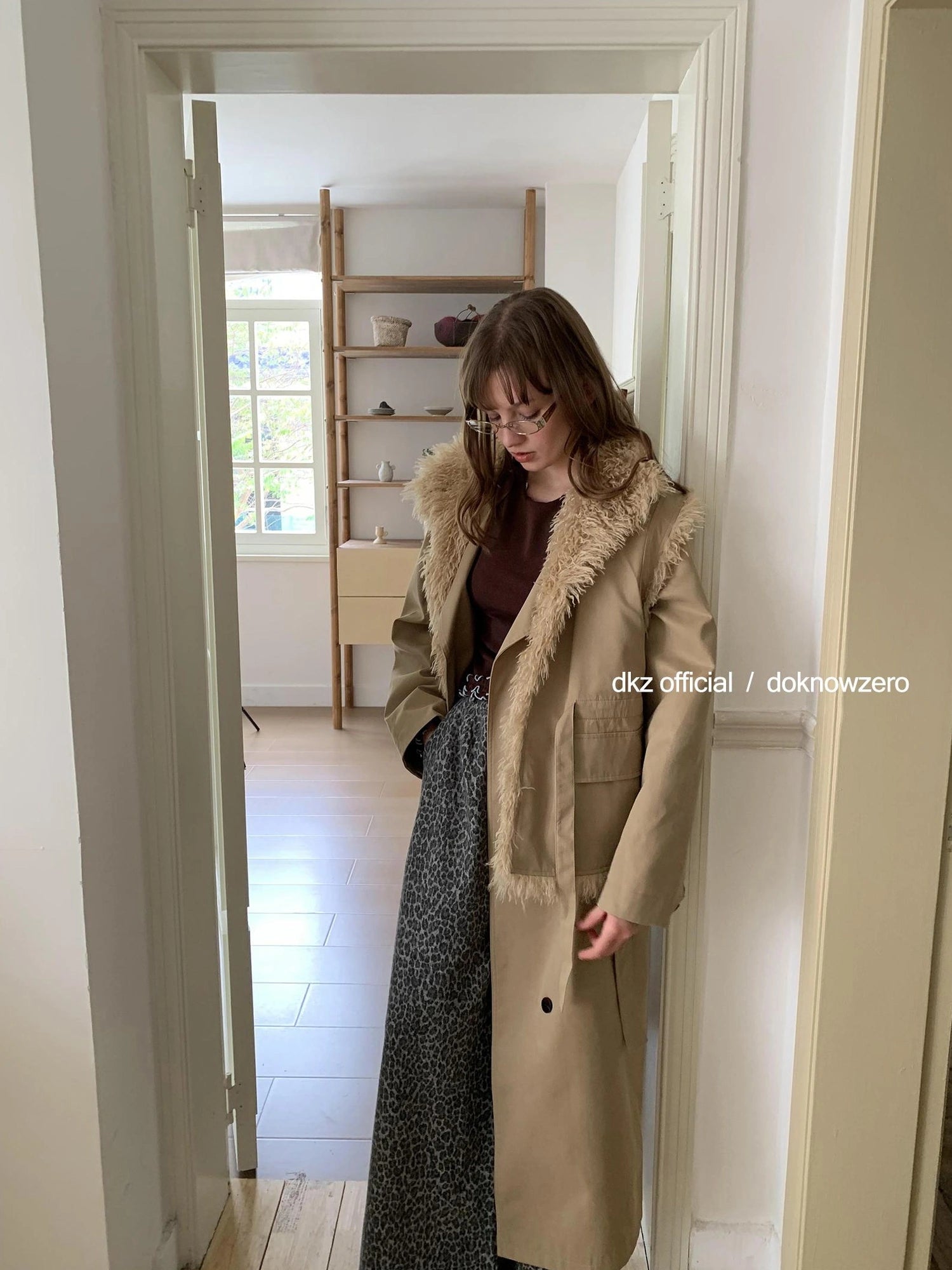 Gray Leopard Print Wide Leg Trousers For Women