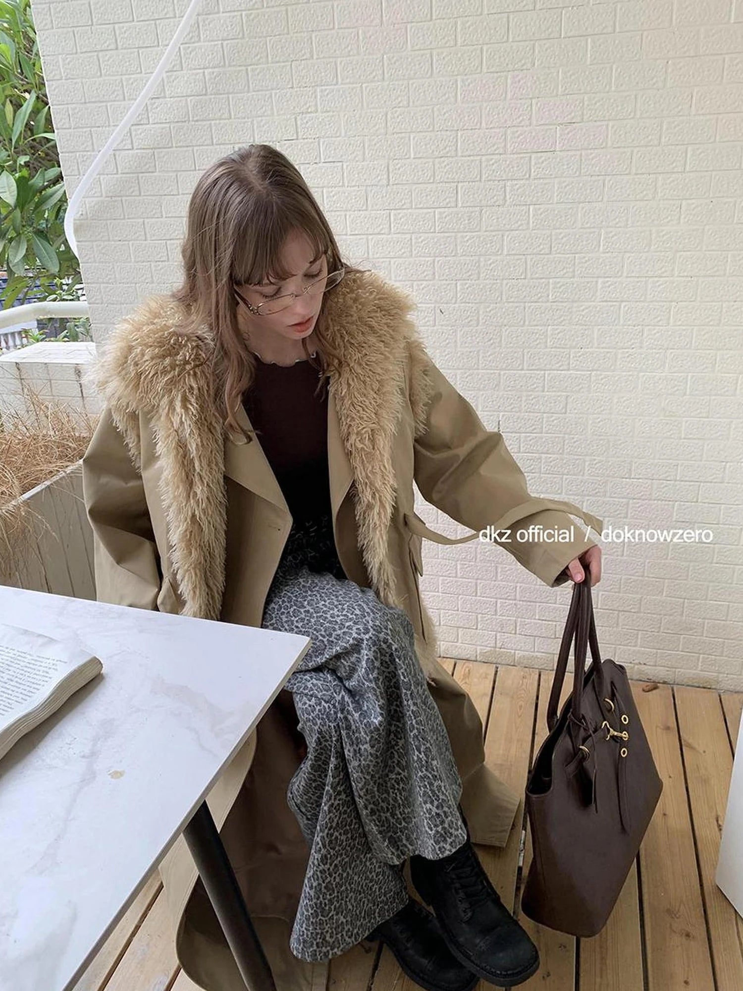 Gray Leopard Print Wide Leg Trousers For Women