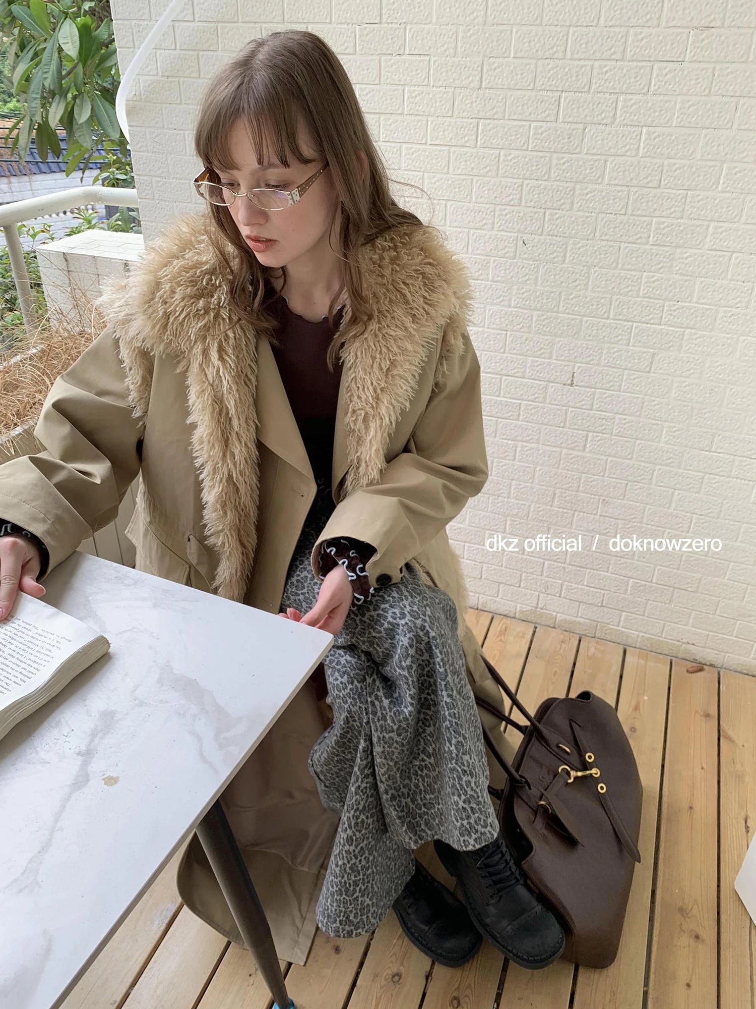 Gray Leopard Print Wide Leg Trousers For Women