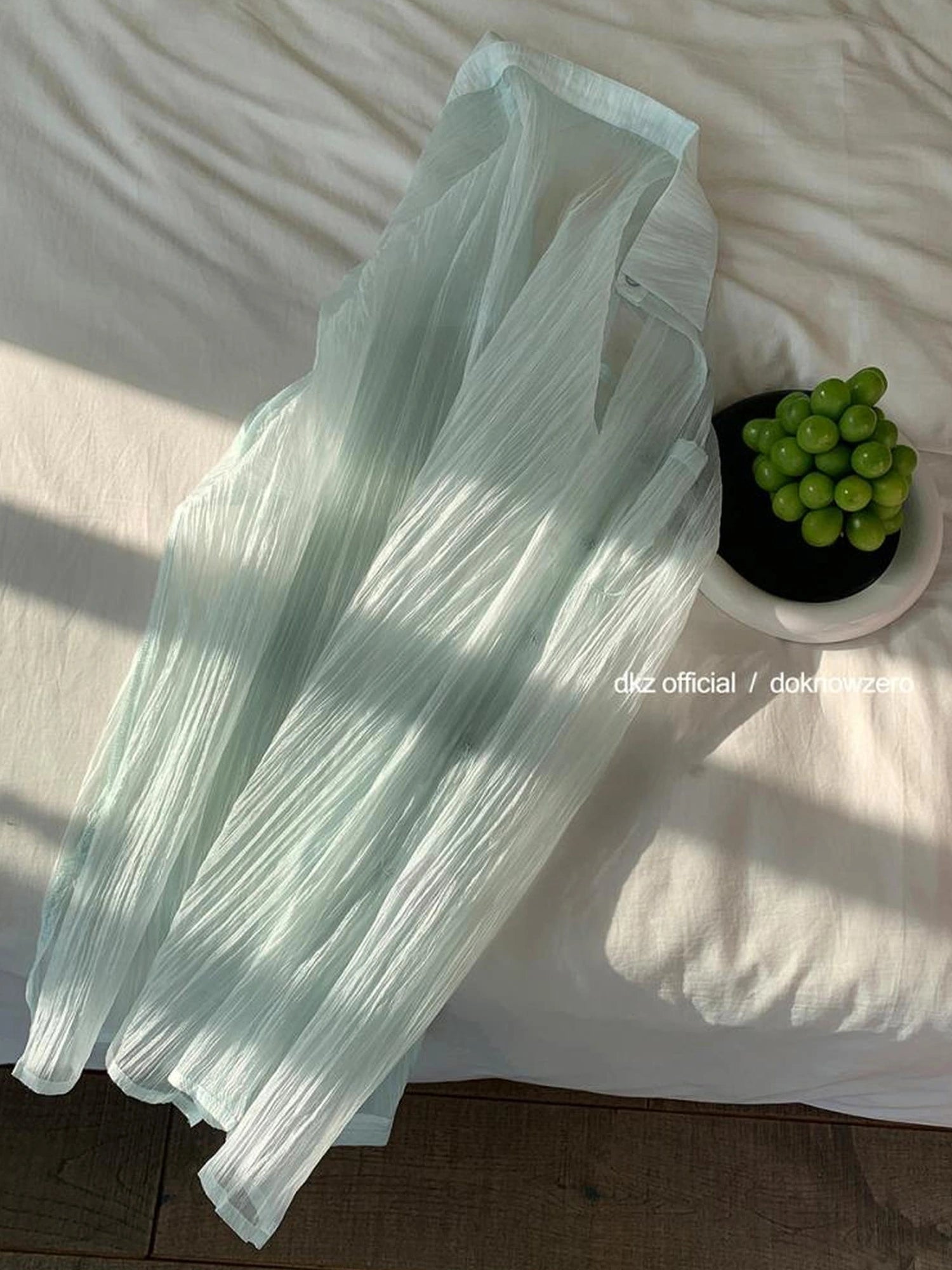 DKZ OFFICIAL Green Sheer Pleated Oversized Shirt