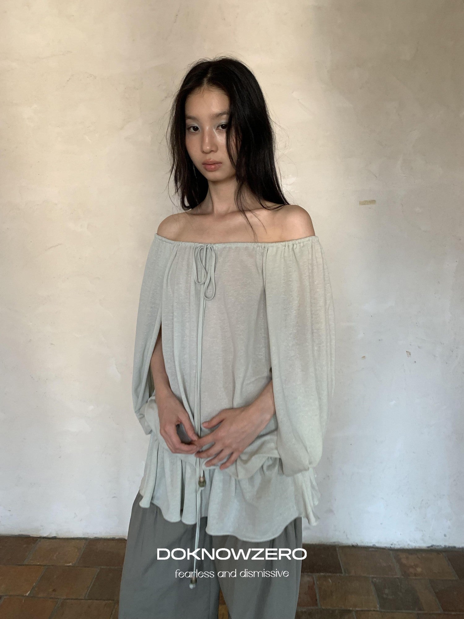 DKZ OFFICIAL Green Two Way Off Shoulder Relaxed Women&