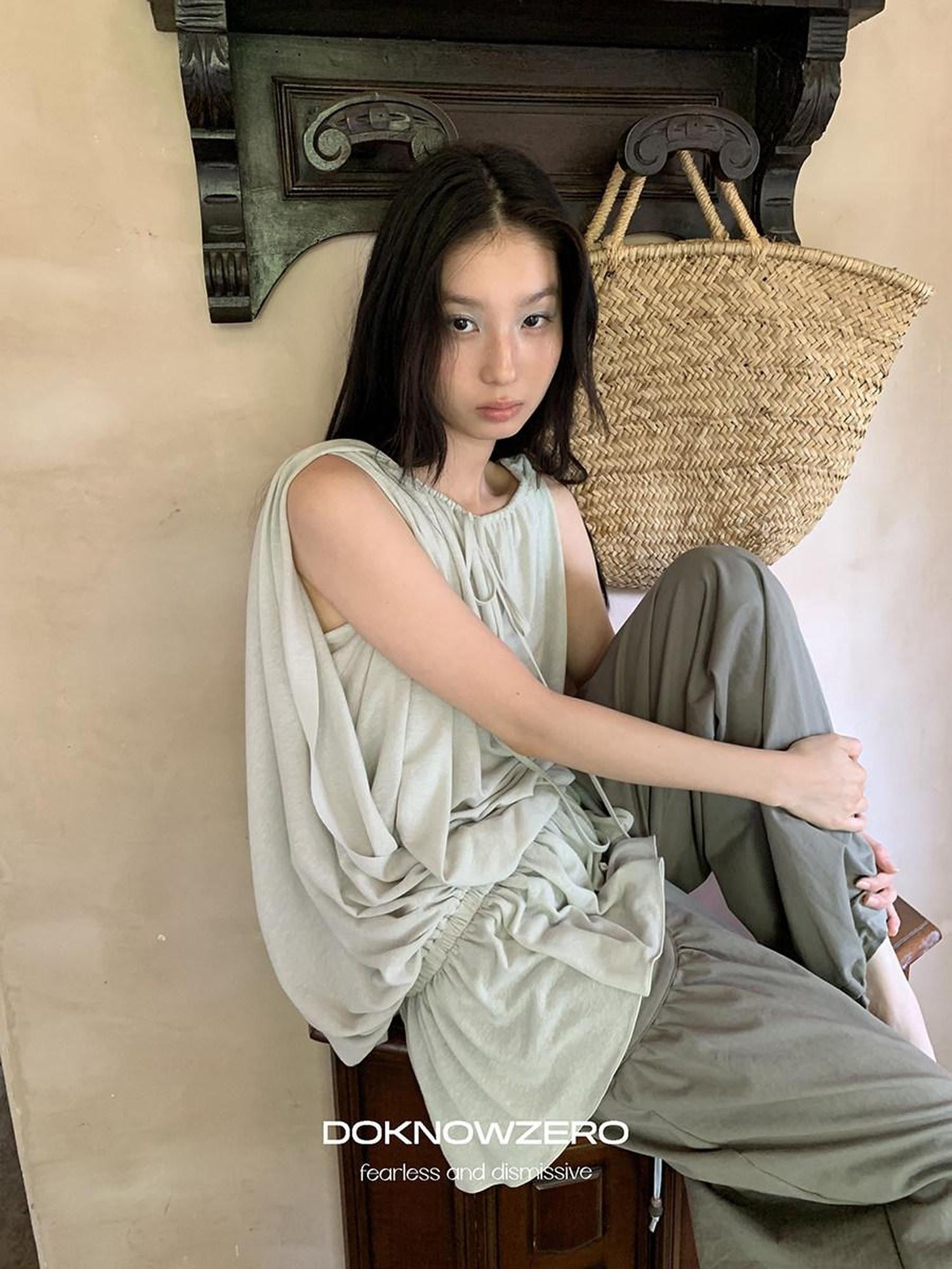 DKZ OFFICIAL Green Two Way Off Shoulder Relaxed Women&