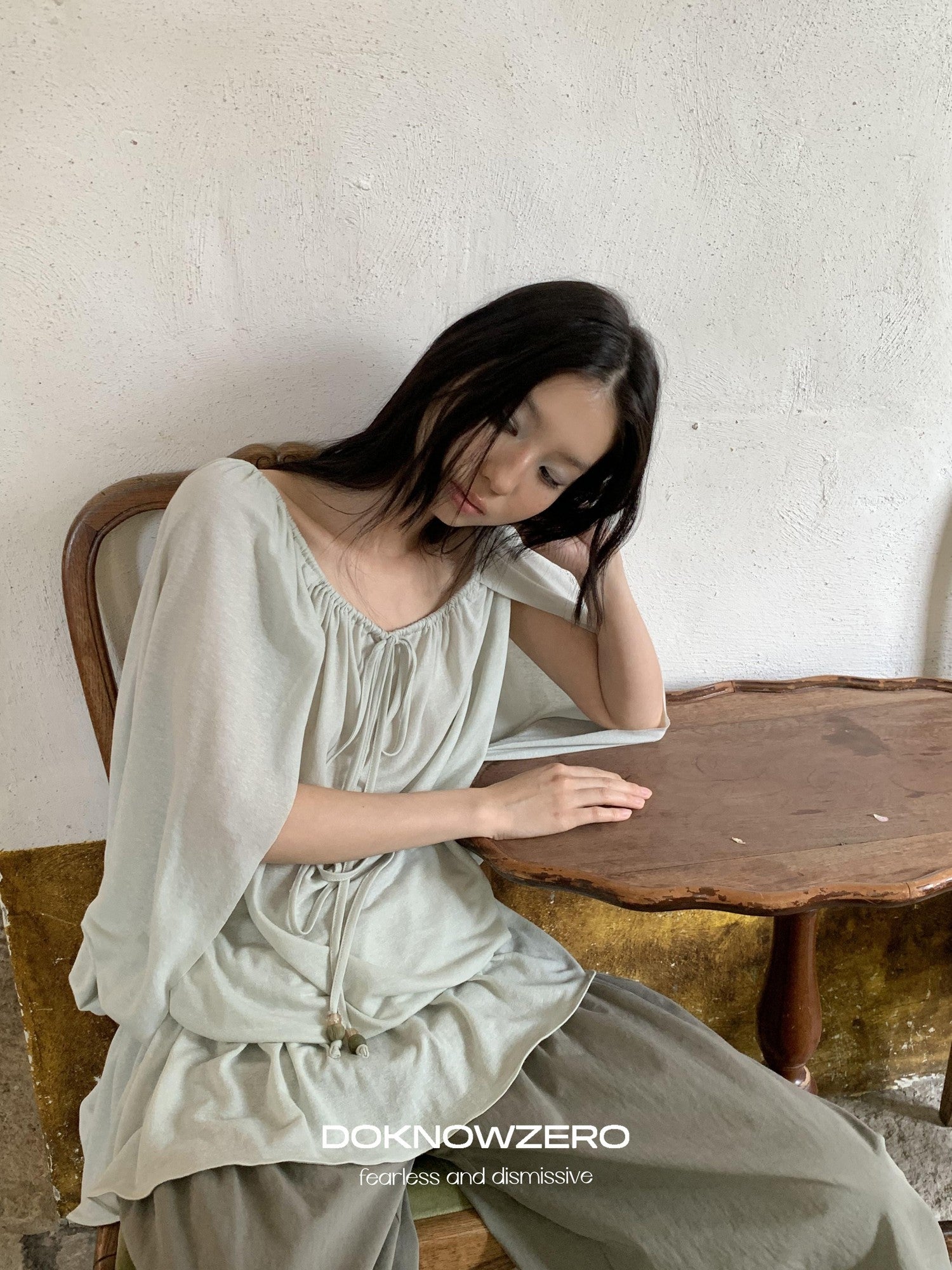DKZ OFFICIAL Green Two Way Off Shoulder Relaxed Women&