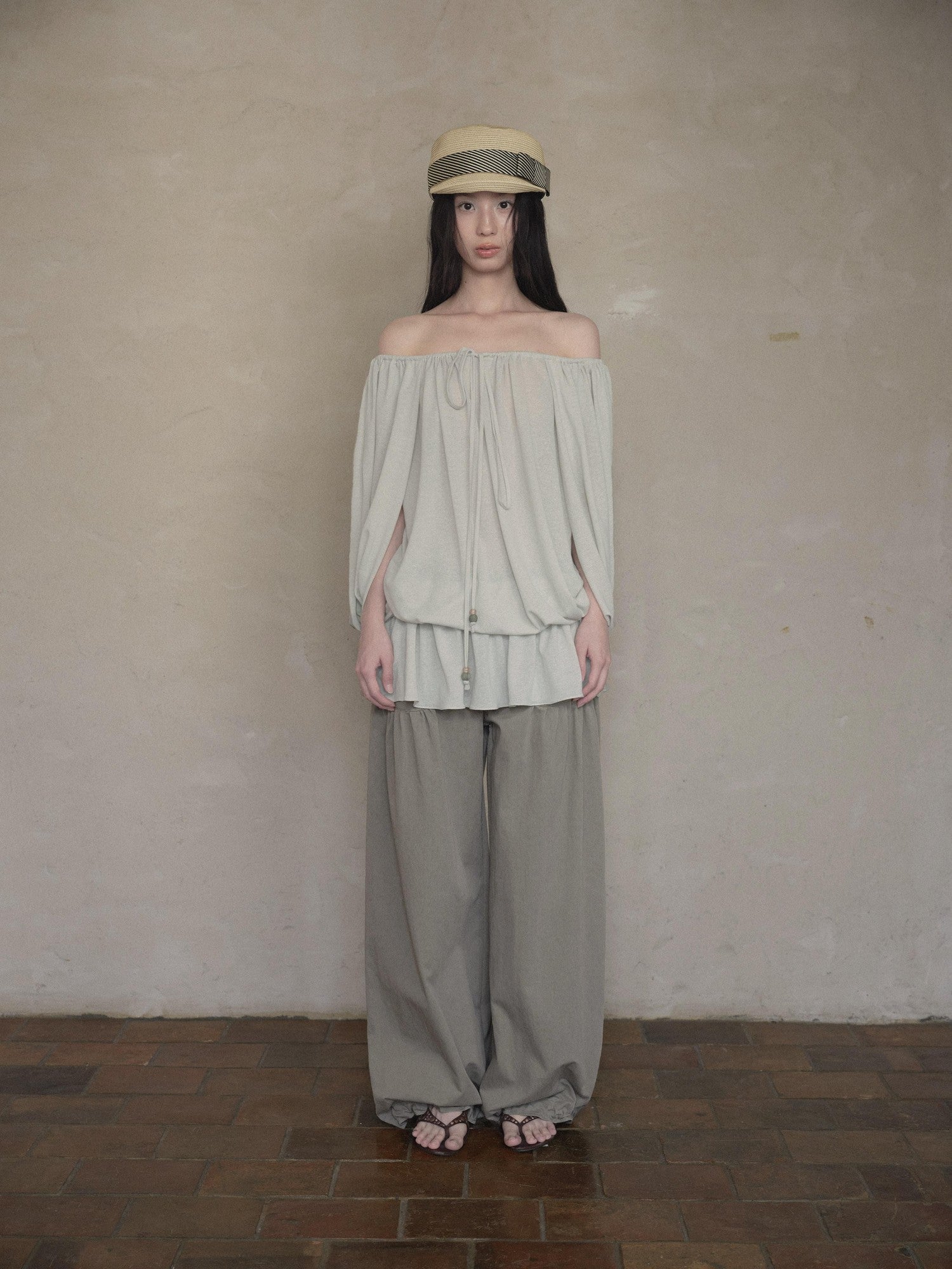 DKZ OFFICIAL Green Two Way Off Shoulder Relaxed Women&