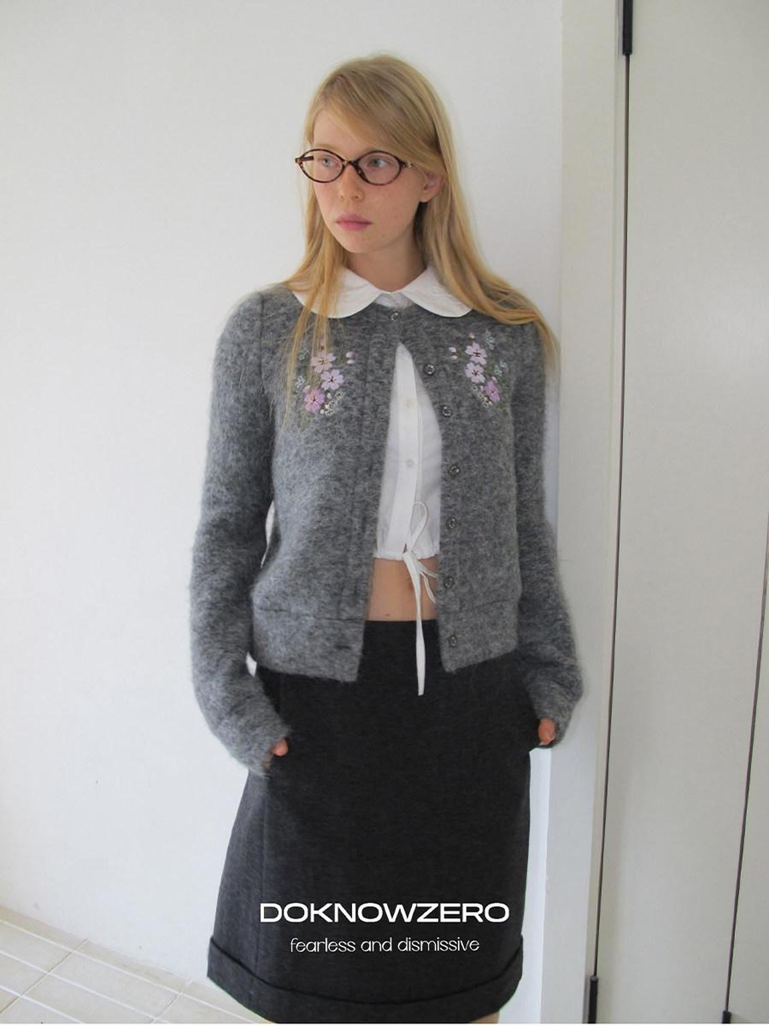 DKZ OFFICIAL Grey Jacquard Embroidered Printed Women&