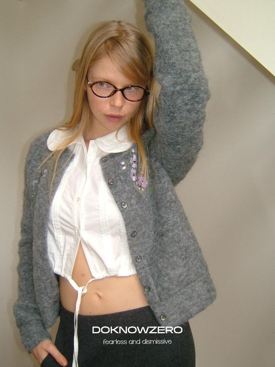 DKZ OFFICIAL Grey Jacquard Embroidered Printed Women&