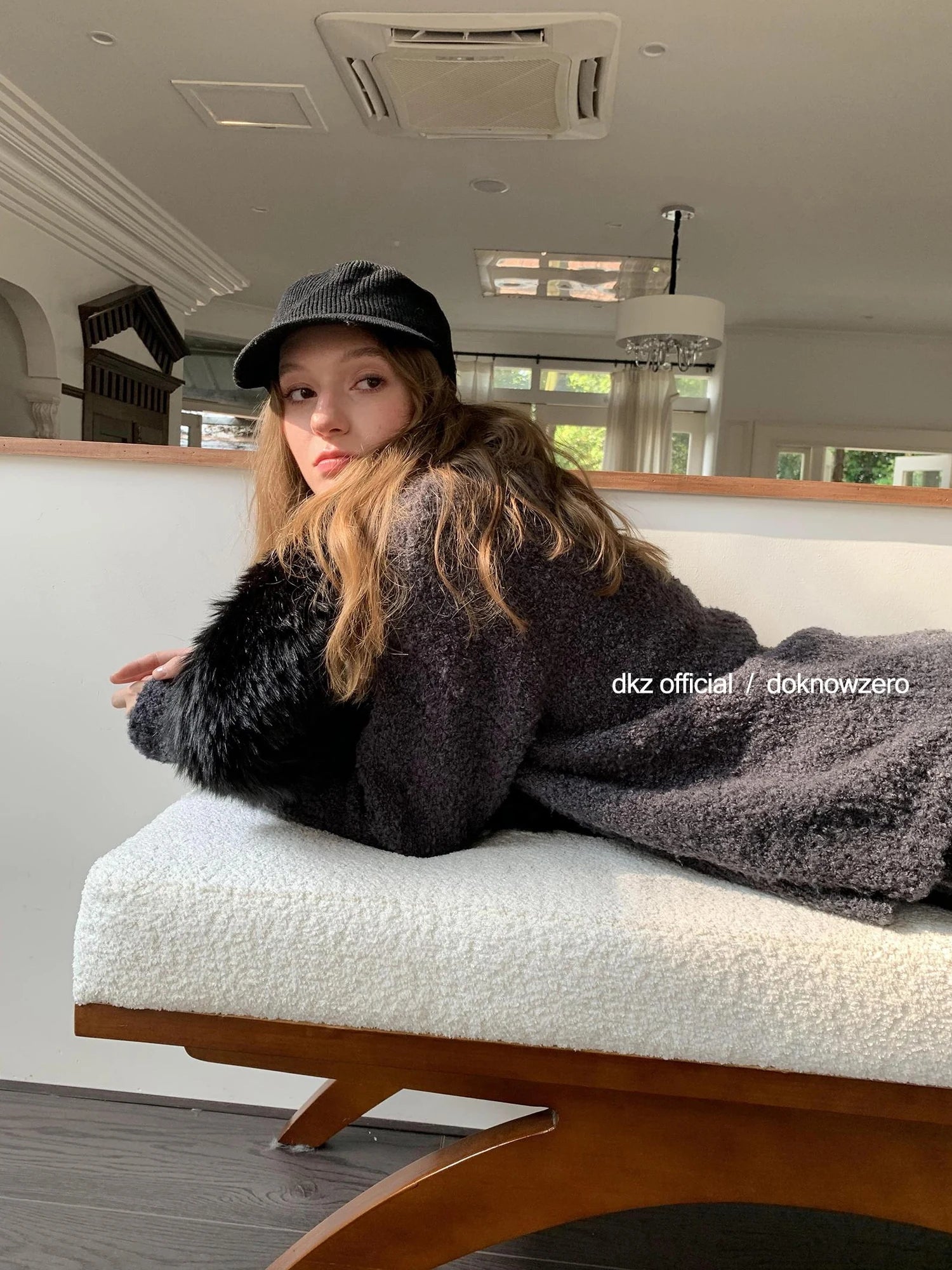 DKZ OFFICIAL Grey Round Neck Knit Sweater Women Oversized Vintage Winter Top