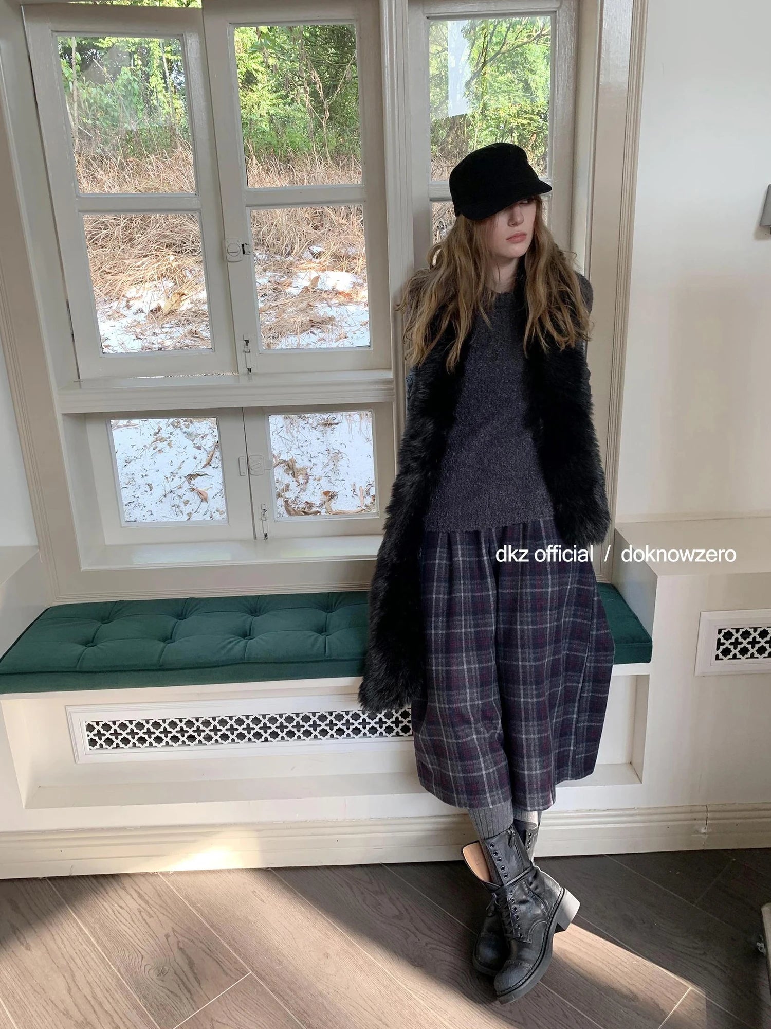 DKZ OFFICIAL Grey Round Neck Knit Sweater Women Oversized Vintage Winter Top