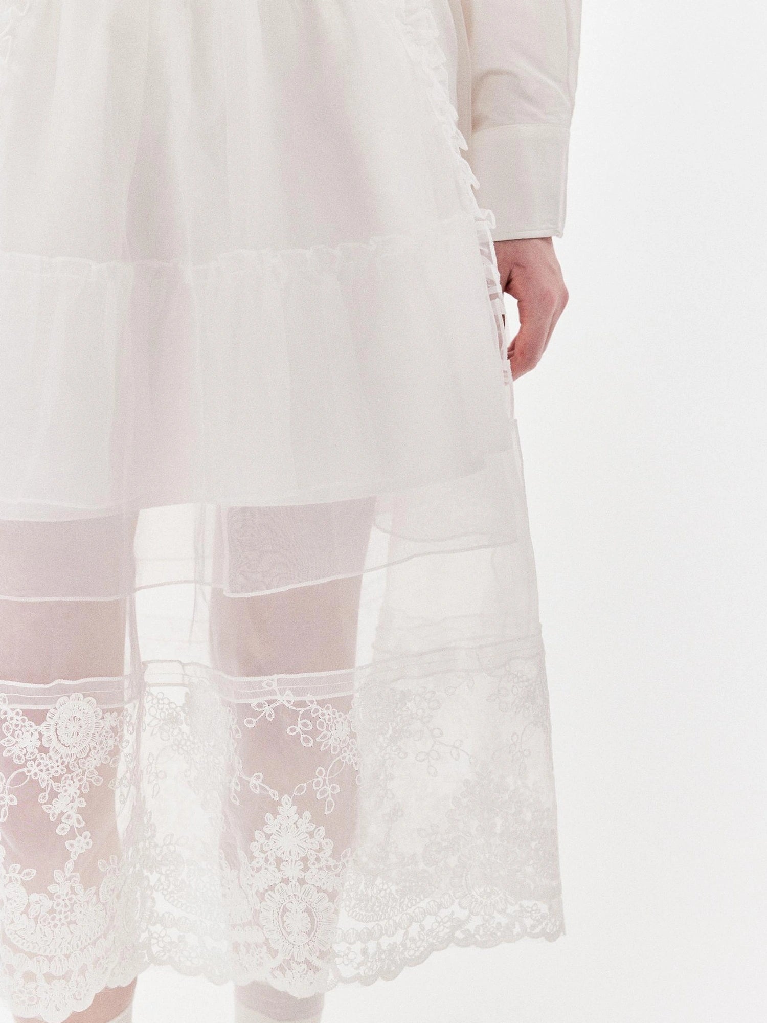 DKZ OFFICIAL Heavy Embroidered Lace Sheer Mesh Skirt