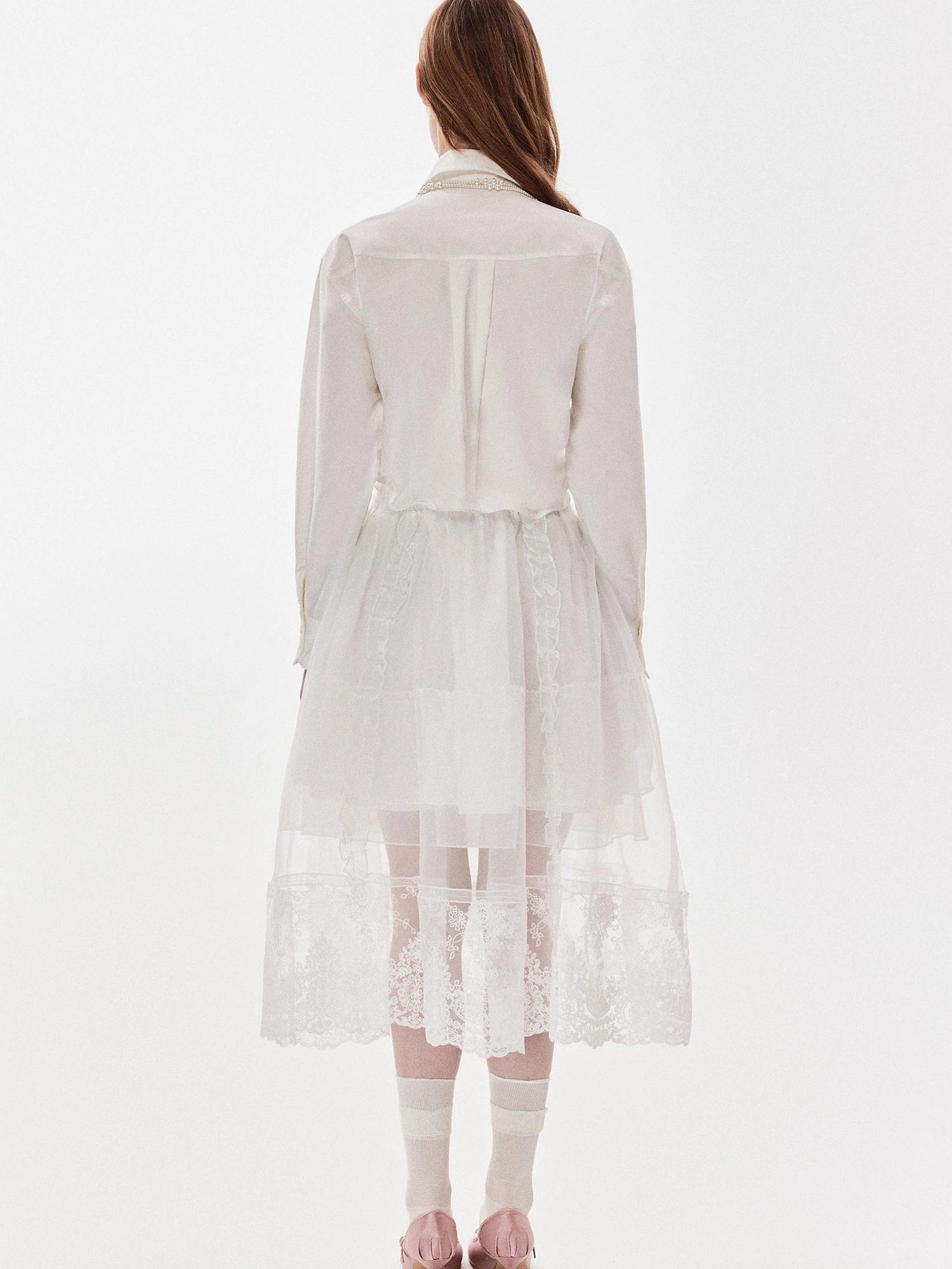 DKZ OFFICIAL Heavy Embroidered Lace Sheer Mesh Skirt