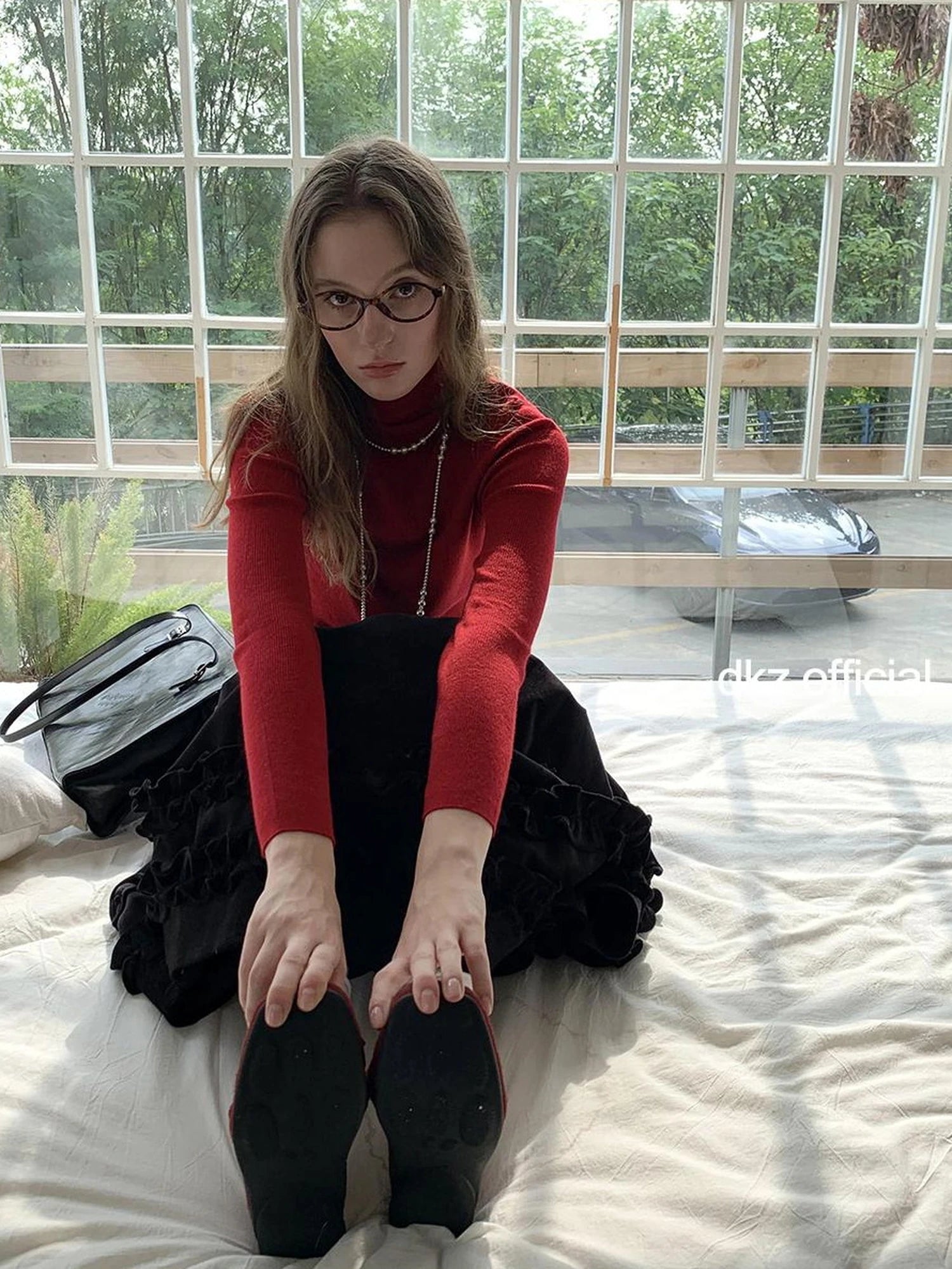 DKZ OFFICIAL High Neck Slim Fit Knit Top For Women