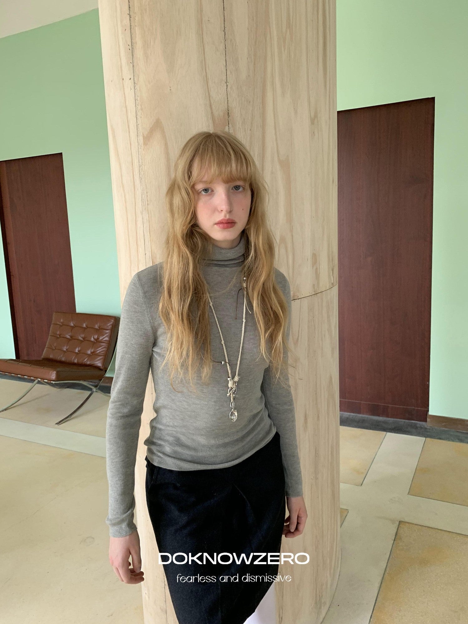 DKZ OFFICIAL High Neck Slim Fit Knit Women&