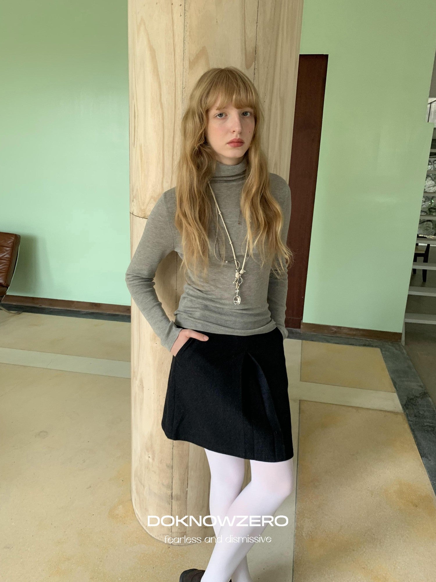 DKZ OFFICIAL High Neck Slim Fit Knit Women&