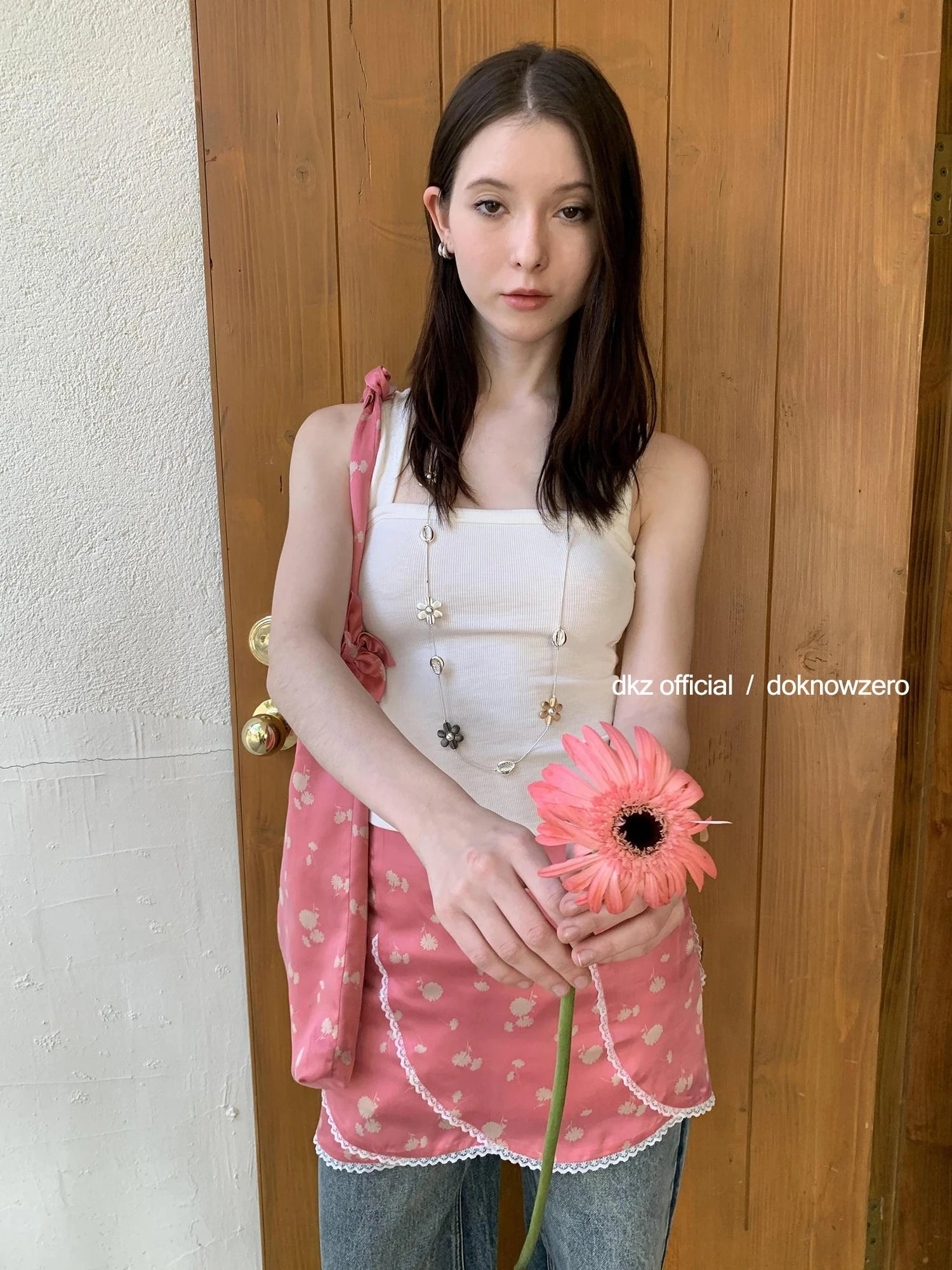 DKZ OFFICIAL Japanese Cupro Floral Print Commuter Tote Bag