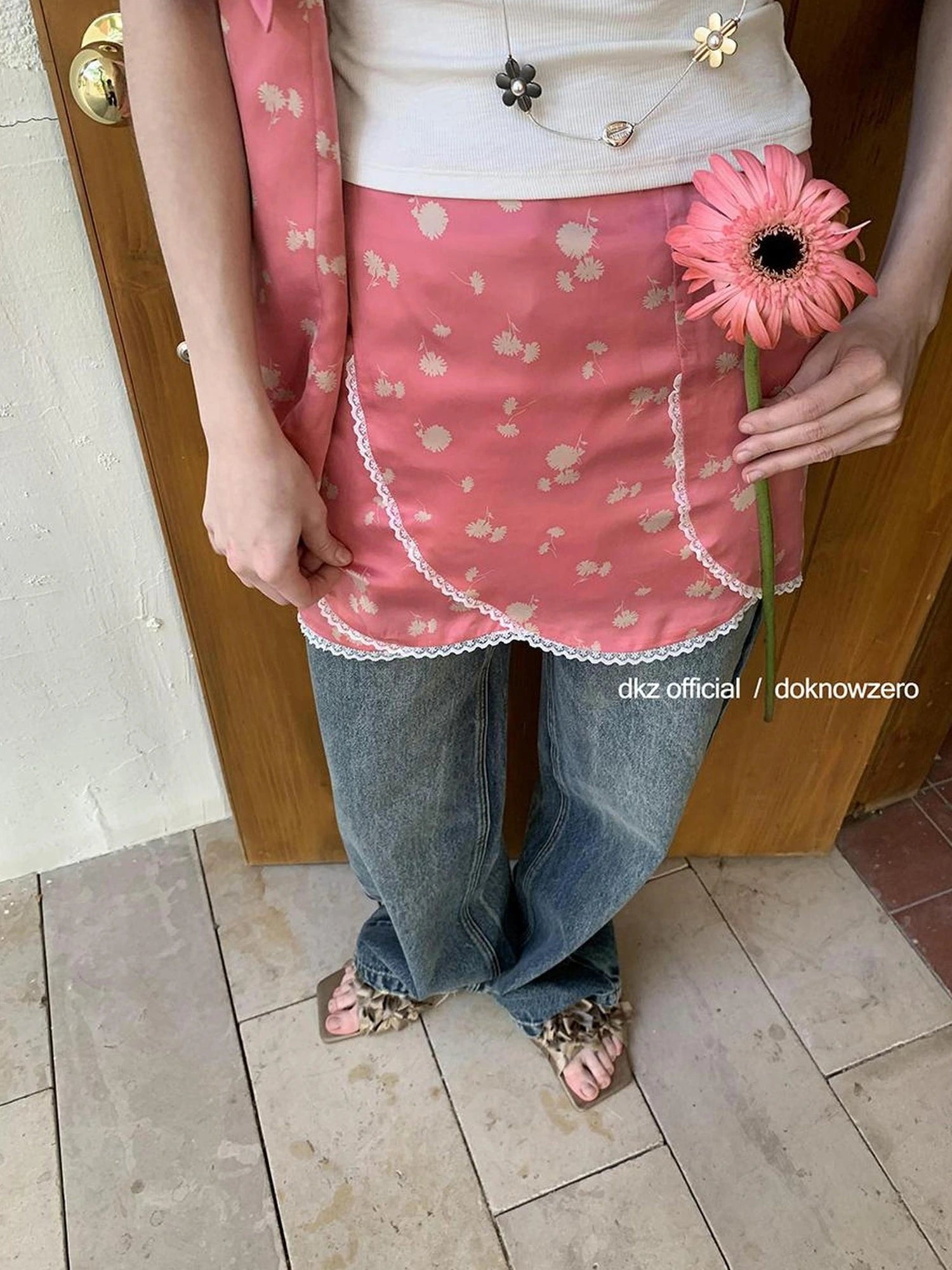 DKZ OFFICIAL Japanese Cupro Silk Floral Layered Midi Skirt