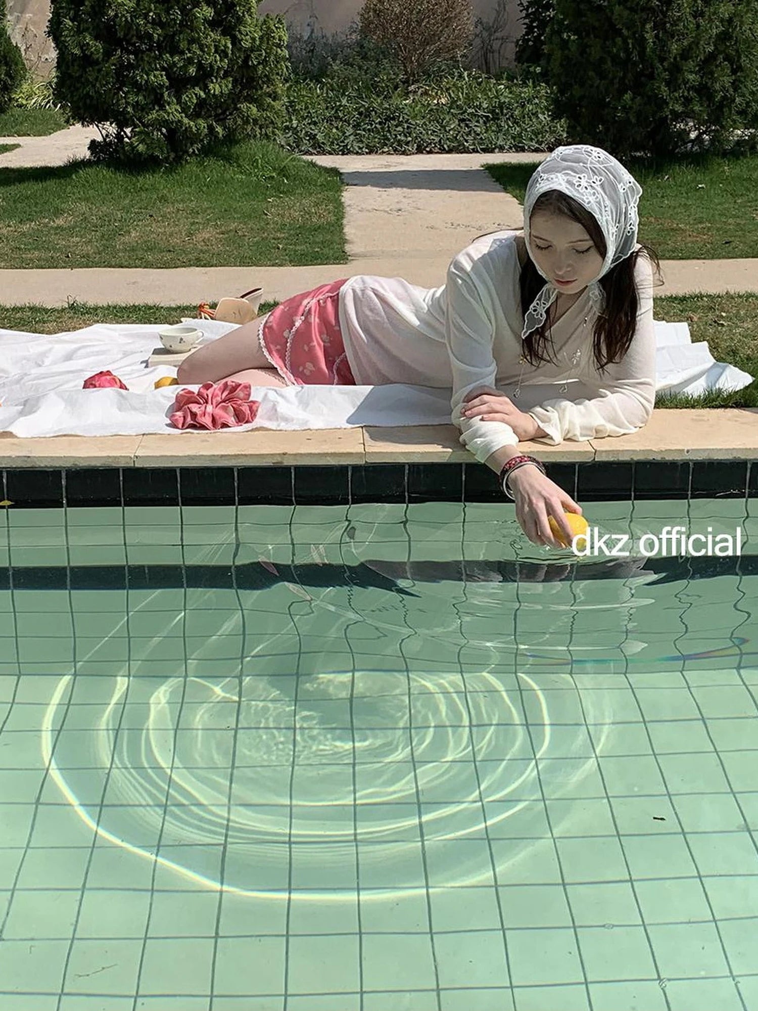 DKZ OFFICIAL Japanese Cupro Silk Floral Layered Midi Skirt