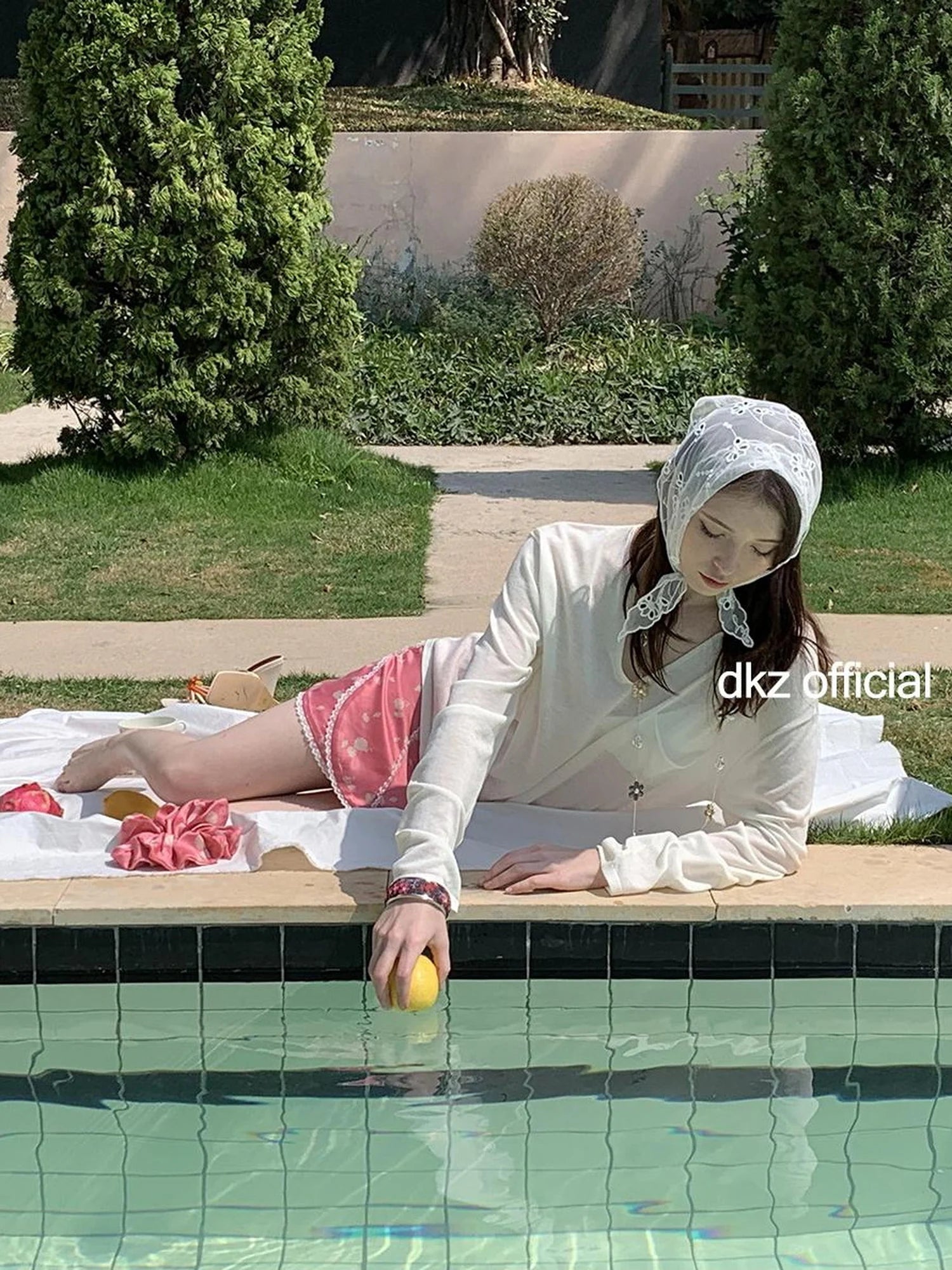 DKZ OFFICIAL Japanese Cupro Silk Floral Layered Midi Skirt