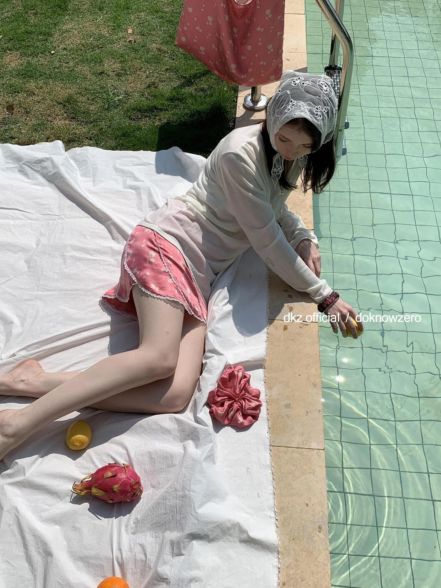 DKZ OFFICIAL Japanese Cupro Silk Floral Layered Midi Skirt