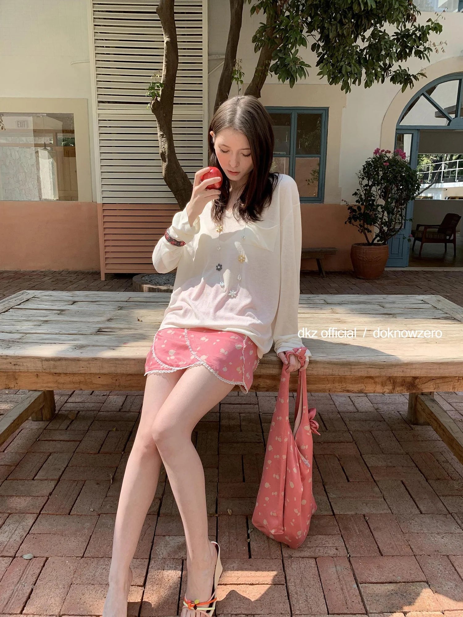 DKZ OFFICIAL Japanese Cupro Silk Floral Layered Midi Skirt