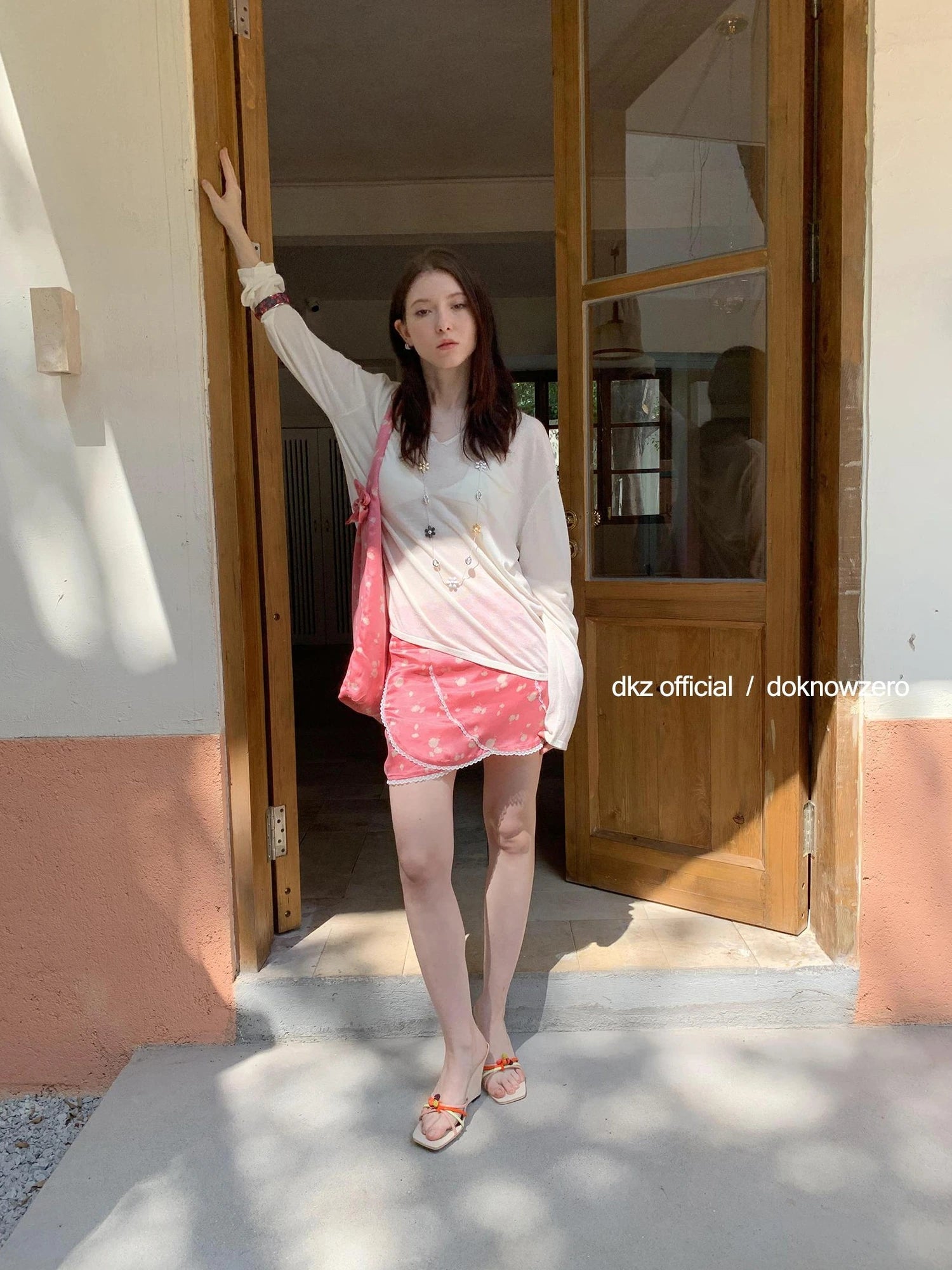 DKZ OFFICIAL Japanese Cupro Silk Floral Layered Midi Skirt