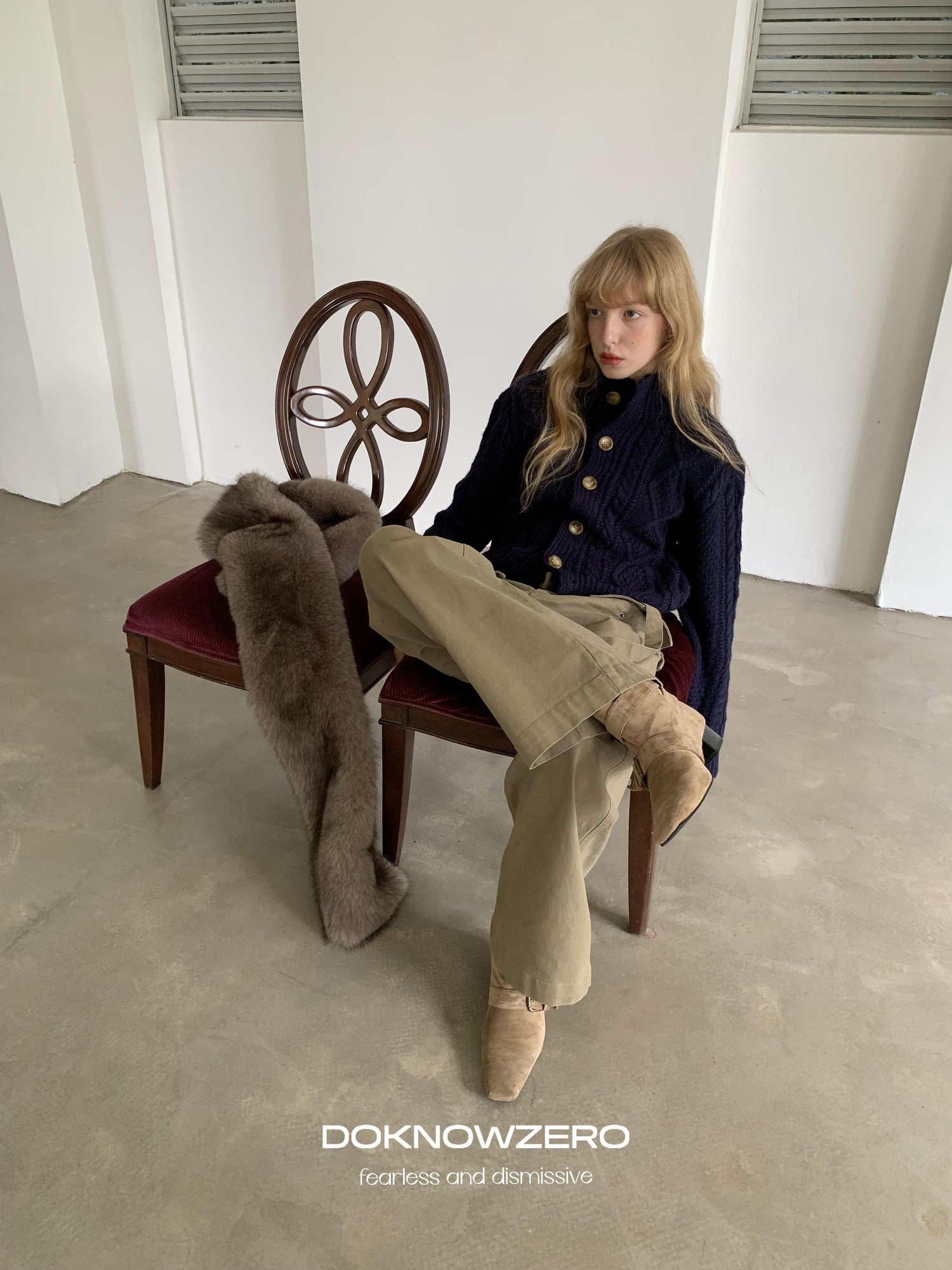 DKZ OFFICIAL Khaki Cargo Pocket Vintage Moto Street Women&