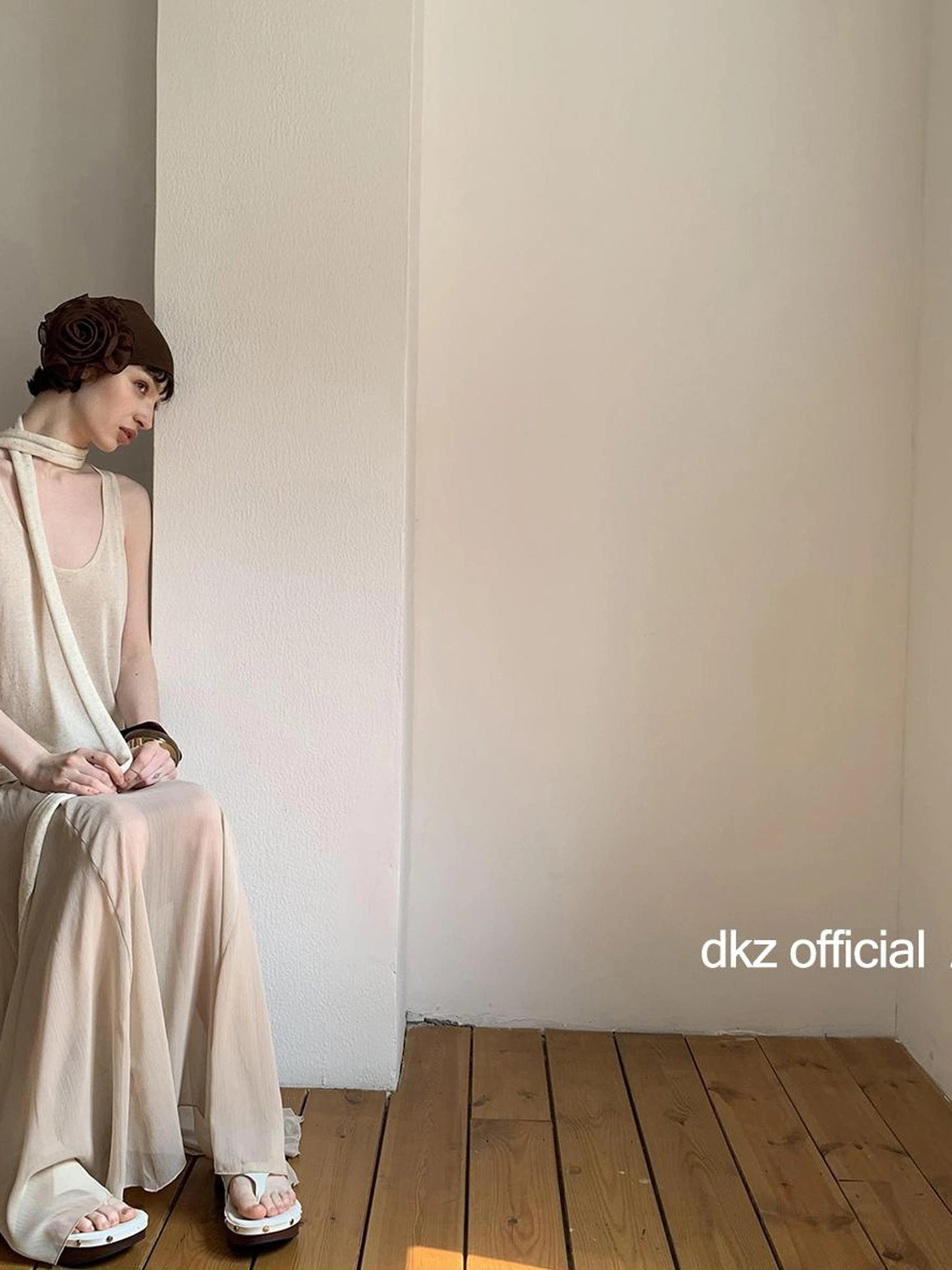 DKZ OFFICIAL Khaki Elastic Waist Flowy Mesh Midi Skirt