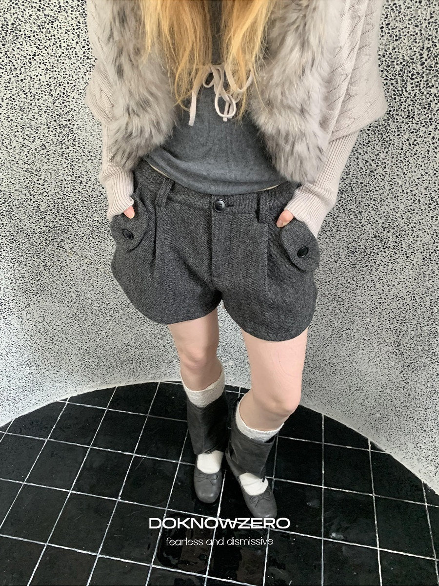 DKZ OFFICIAL Khaki Pleated Layered Vintage Straight Women&