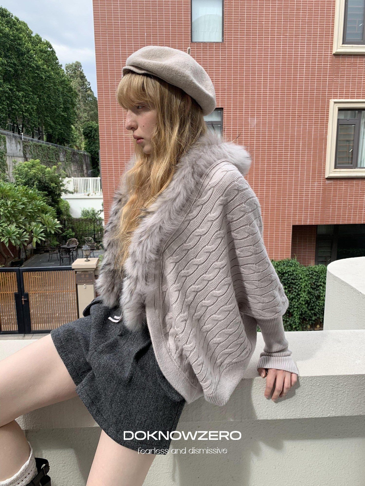 DKZ OFFICIAL Khaki Pleated Layered Vintage Straight Women&