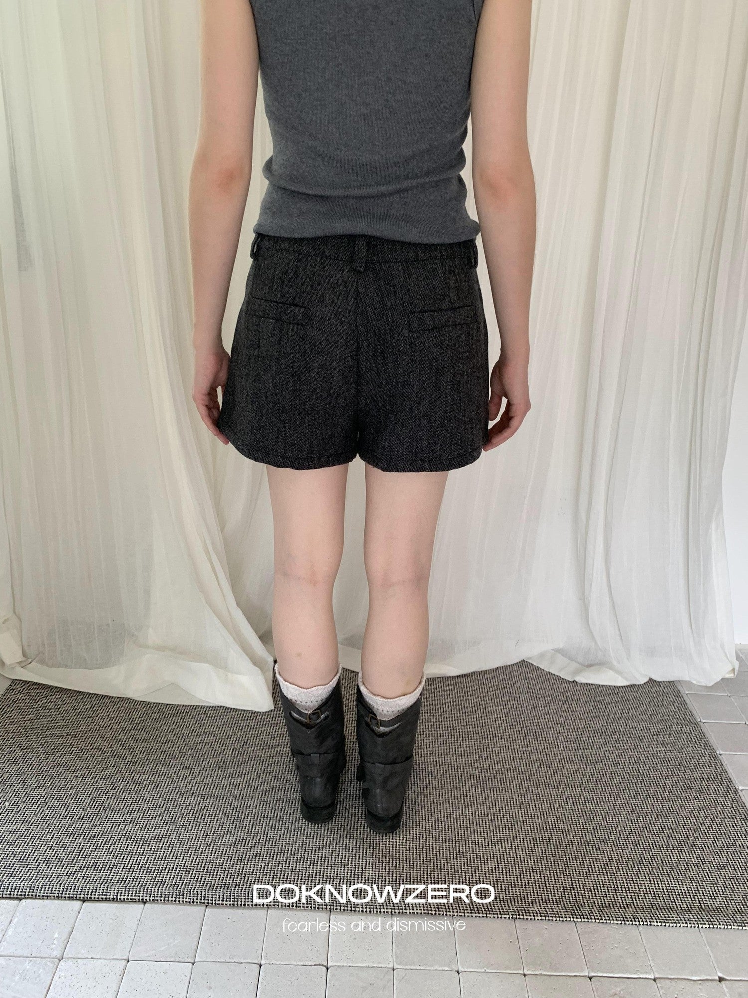 DKZ OFFICIAL Khaki Pleated Layered Vintage Straight Women&