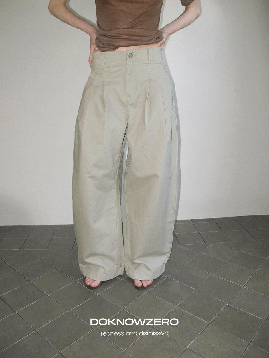 DKZ OFFICIAL Khaki Pleated Relaxed Korean Commuter Women&