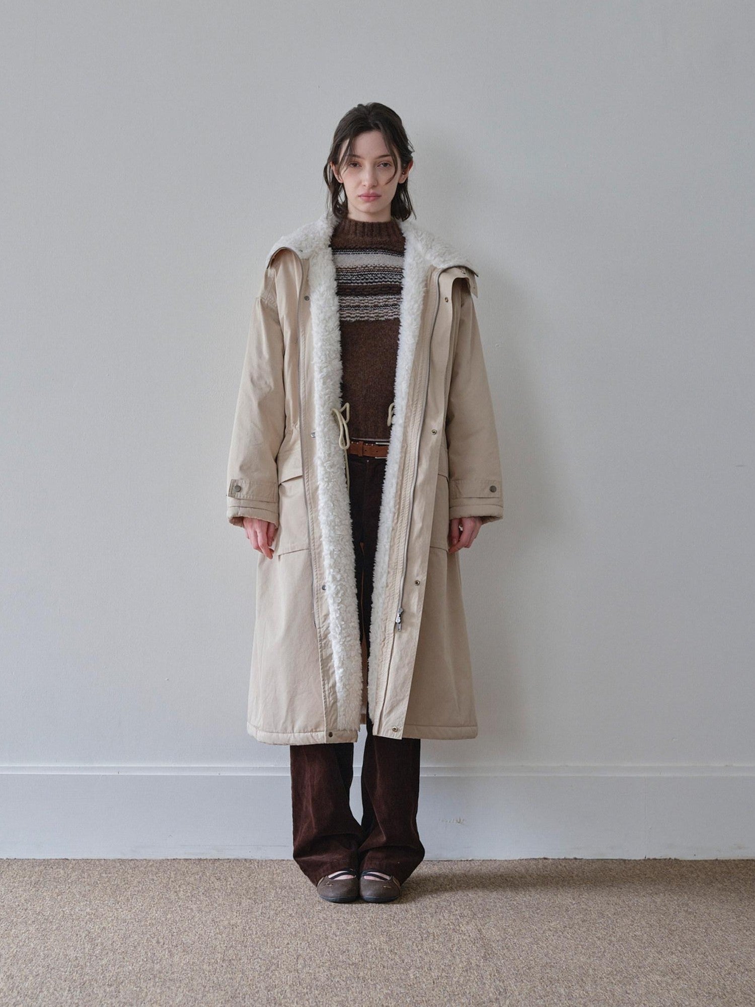 DKZ OFFICIAL Khaki Single Breasted Relaxed Fit Women&