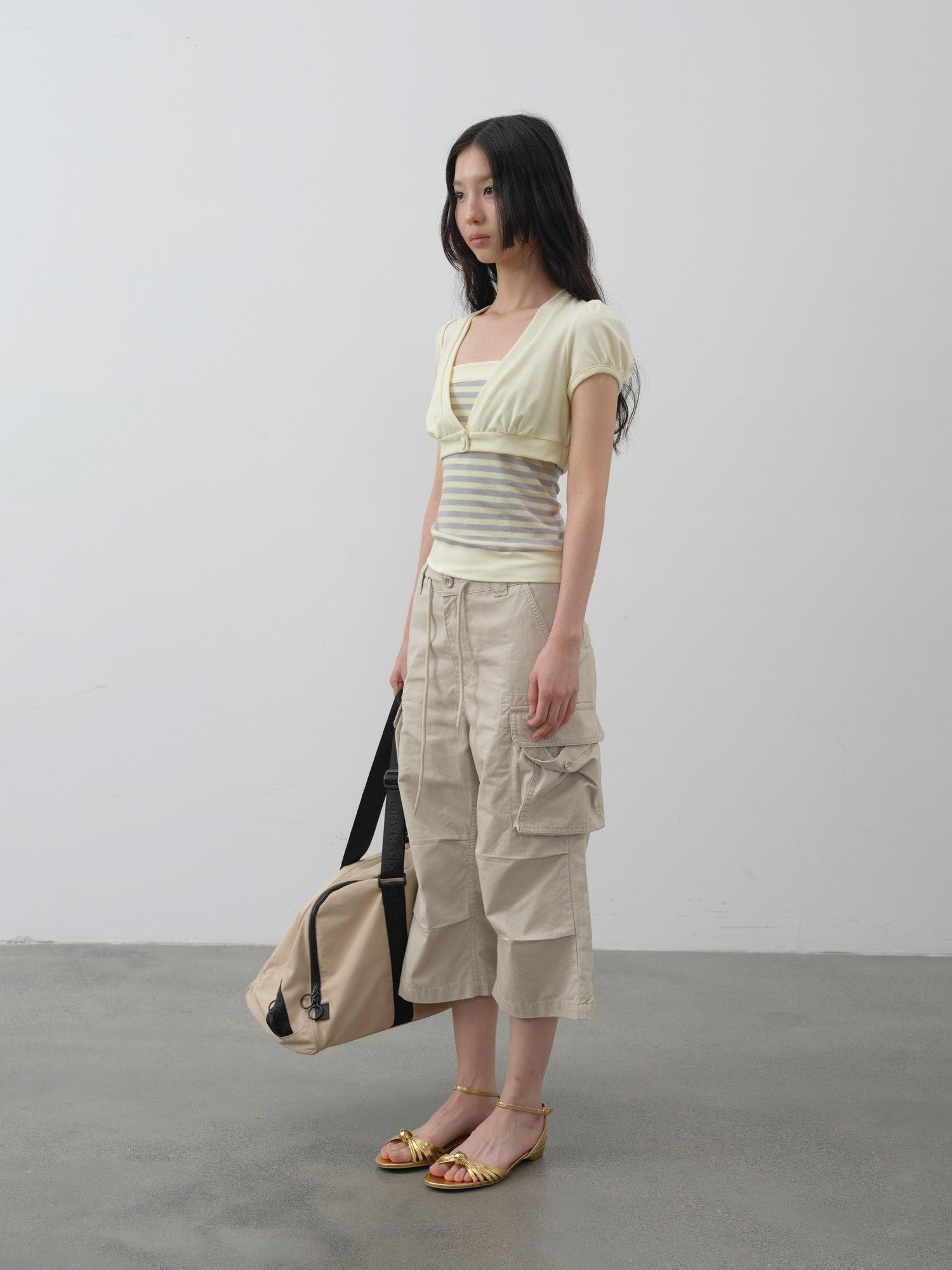 DKZ OFFICIAL Khaki Waterwash Vintage Distressed Pocket Straight Women&