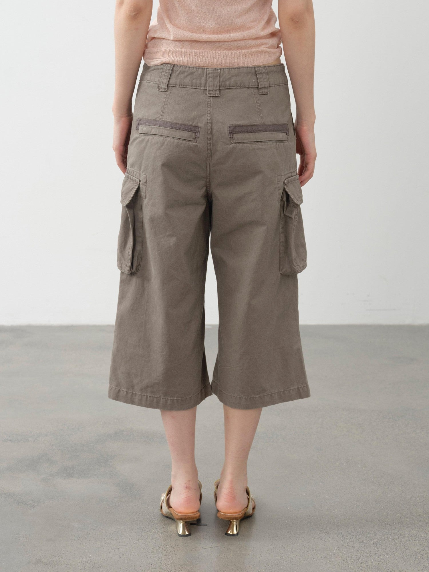 DKZ OFFICIAL Khaki Waterwash Vintage Distressed Pocket Straight Women&