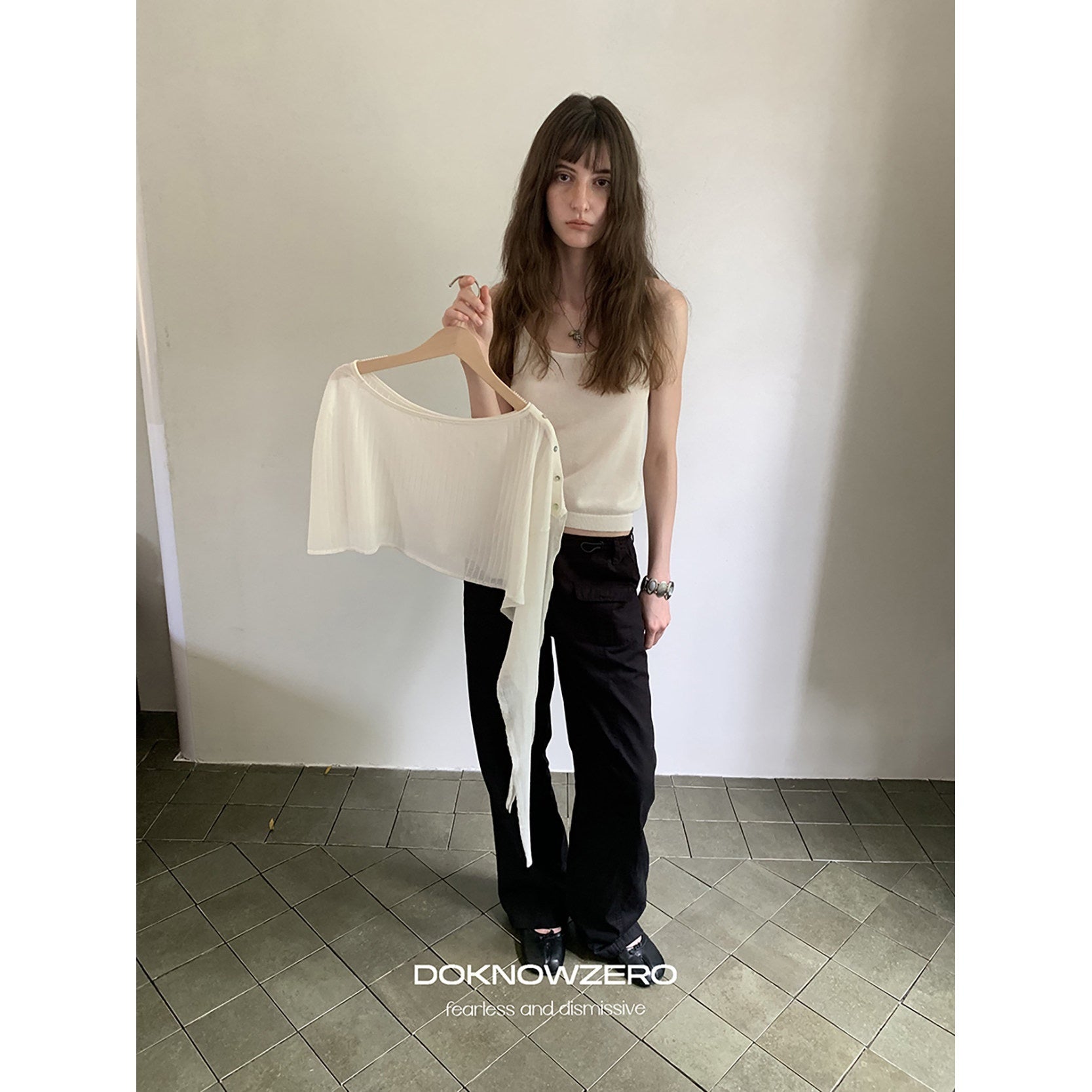 DKZ_OFFICIAL_Knit_Cape_V-neck_Open_Cardigan_Two_Piece_Women&