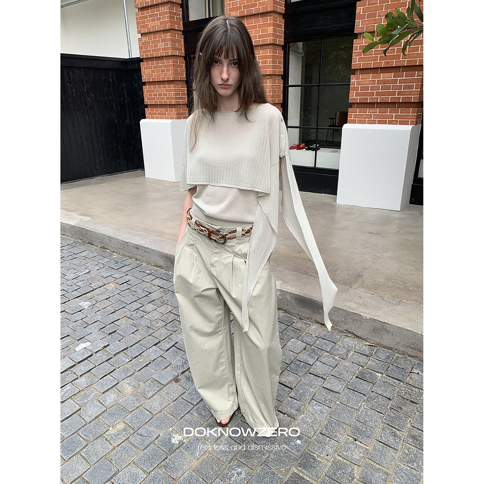 DKZ_OFFICIAL_Knit_Cape_V-neck_Open_Cardigan_Two_Piece_Women&
