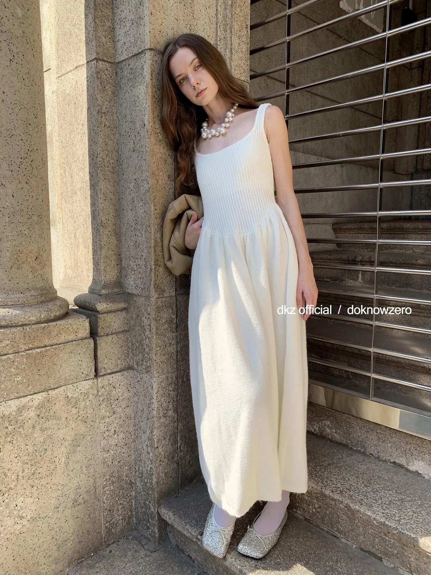 DKZ OFFICIAL Knit Vest Dress For Women Autumn Winter Long Skirt