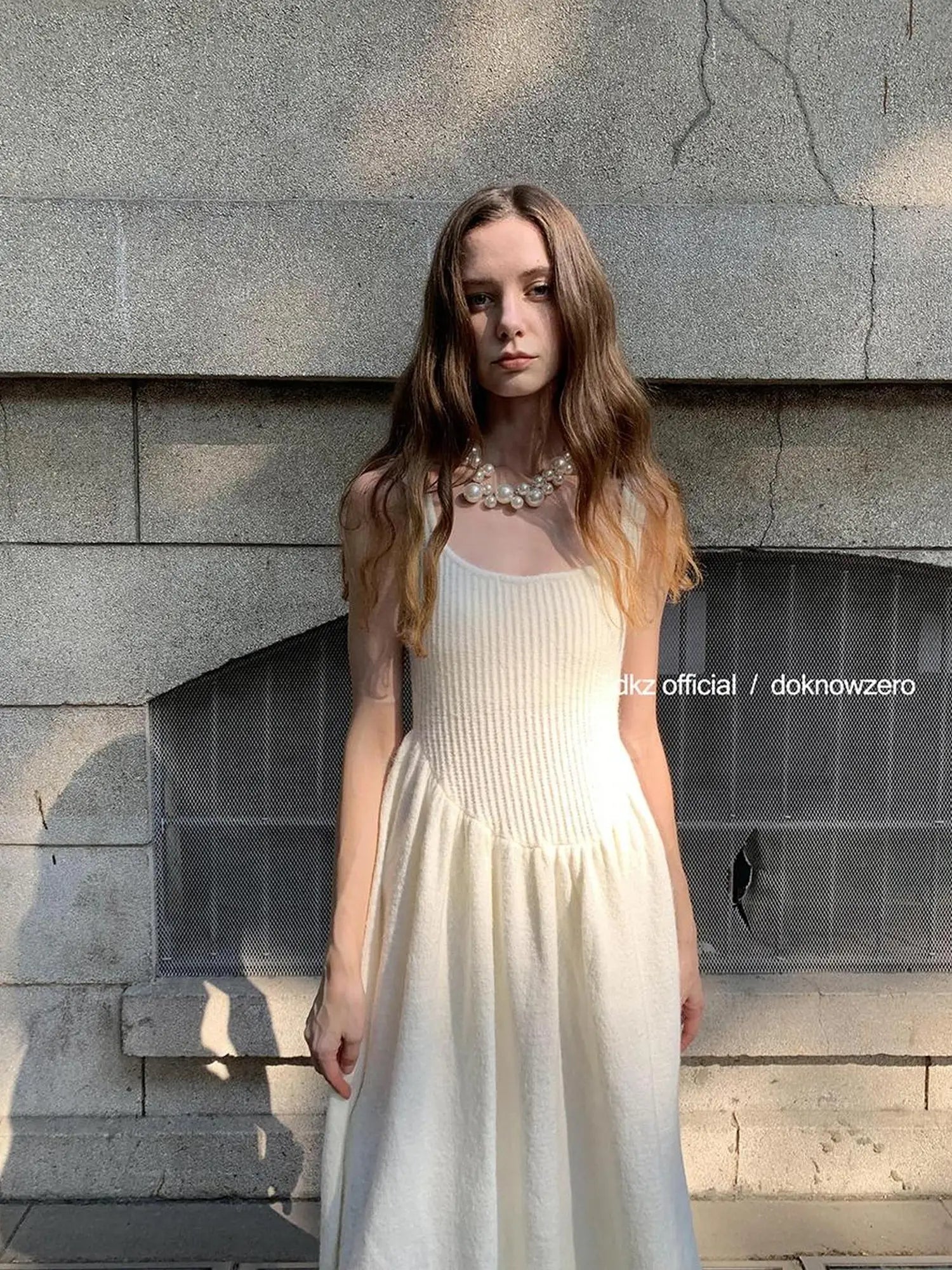 DKZ OFFICIAL Knit Vest Dress For Women Autumn Winter Long Skirt