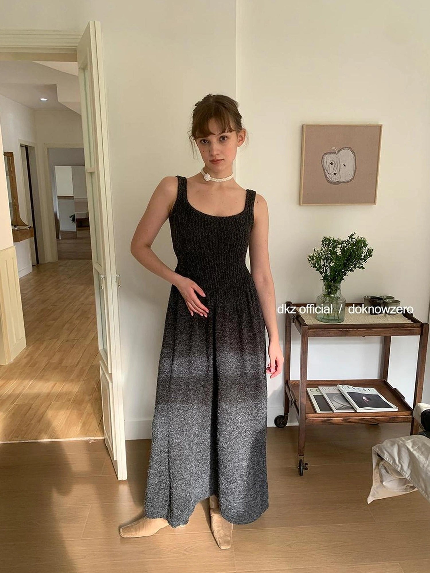 DKZ OFFICIAL Knit Vest Dress For Women Autumn Winter Long Skirt