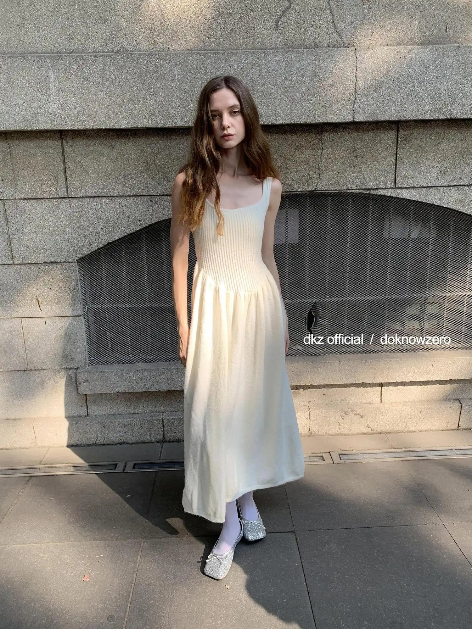DKZ OFFICIAL Knit Vest Dress For Women Autumn Winter Long Skirt
