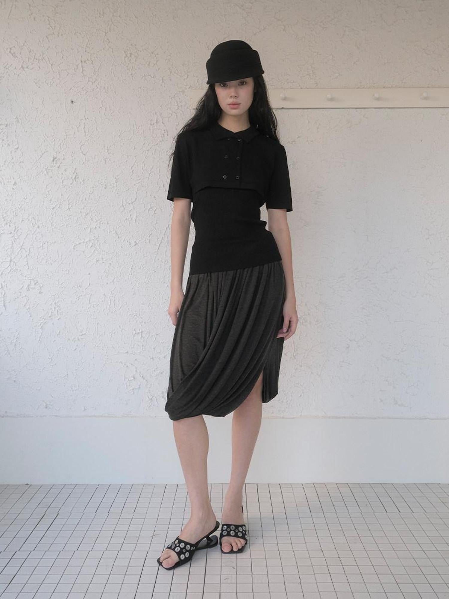 DKZ OFFICIAL Knitted Double Row Button Capelet Two Piece Women&