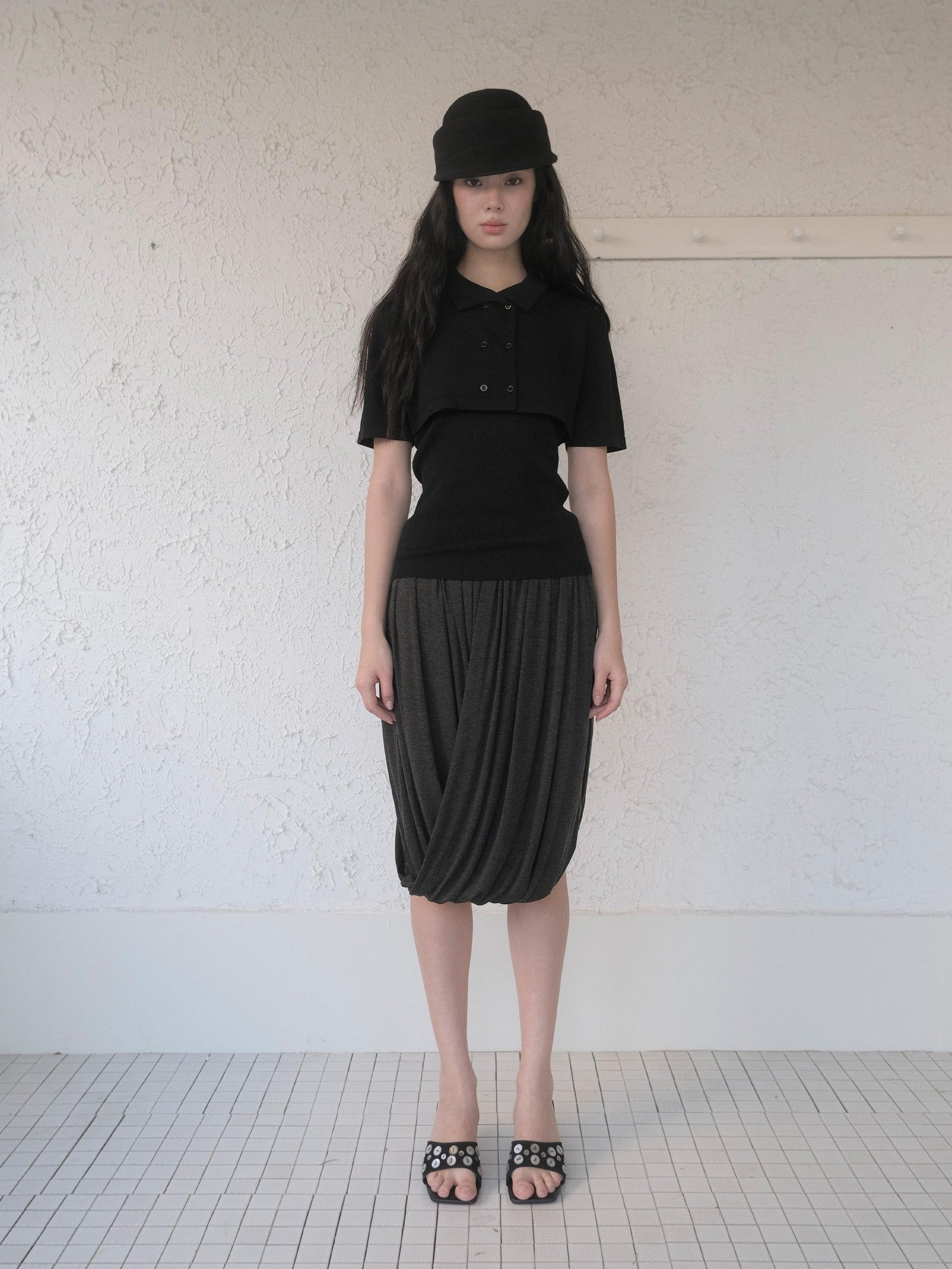 DKZ OFFICIAL Knitted Double Row Button Capelet Two Piece Women&