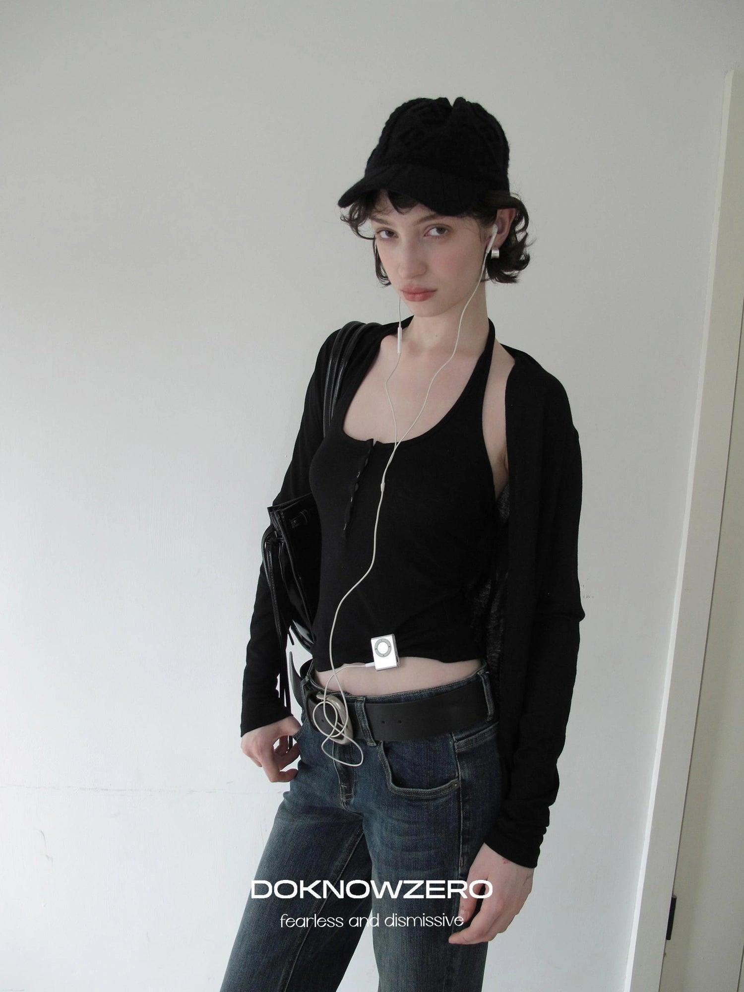 DKZ OFFICIAL Knitted Halter Vest And Cardigan Two Piece Set