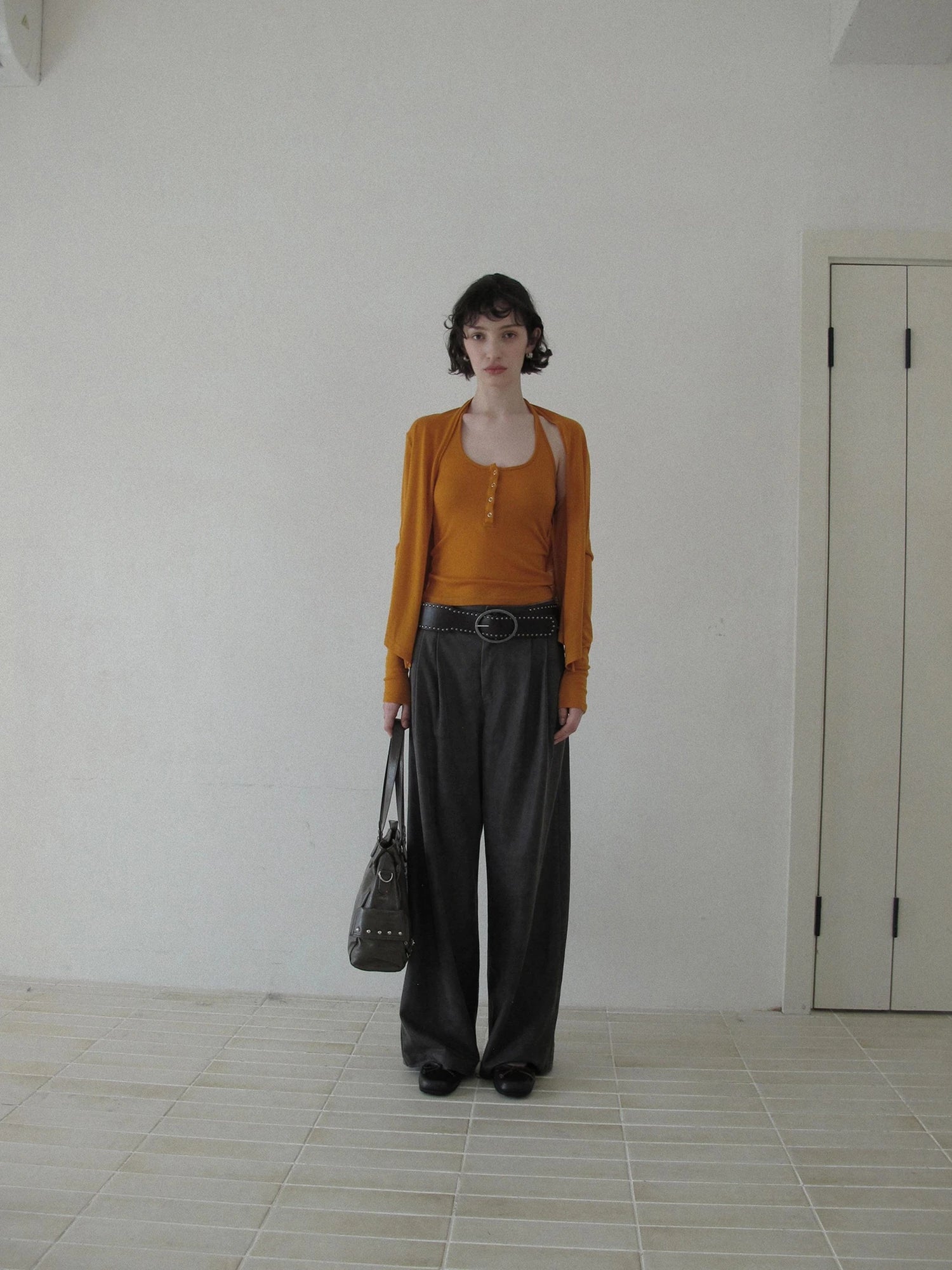 DKZ OFFICIAL Knitted Halter Vest And Cardigan Two Piece Set