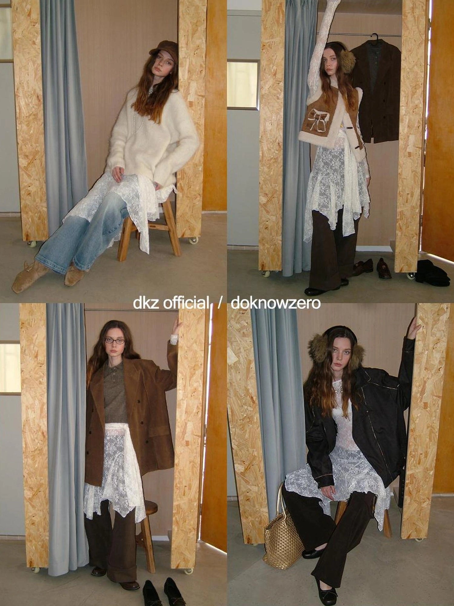 DKZ OFFICIAL Lace Trimmed Off White A Line Dress